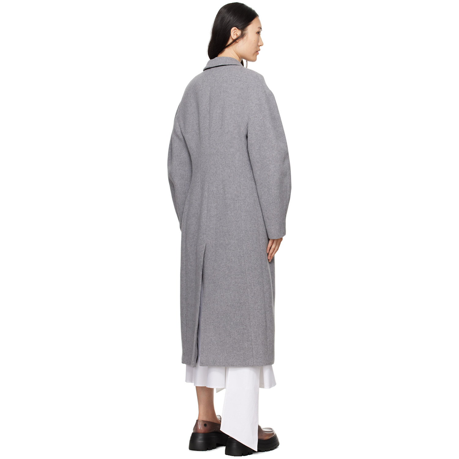  Msgm Gray Dropped Shoulder Coat 