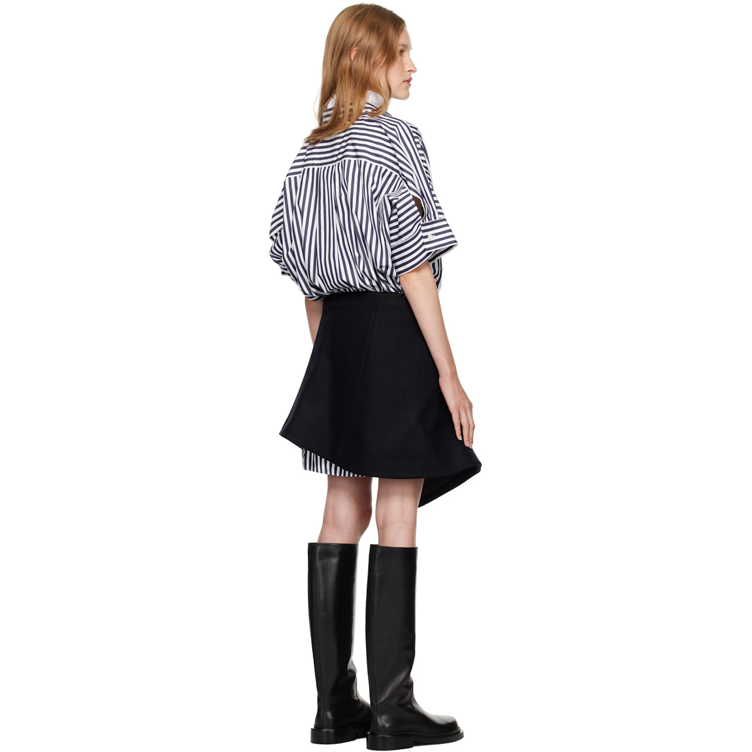  Sacai Navy Striped Paneled Mini Dress 