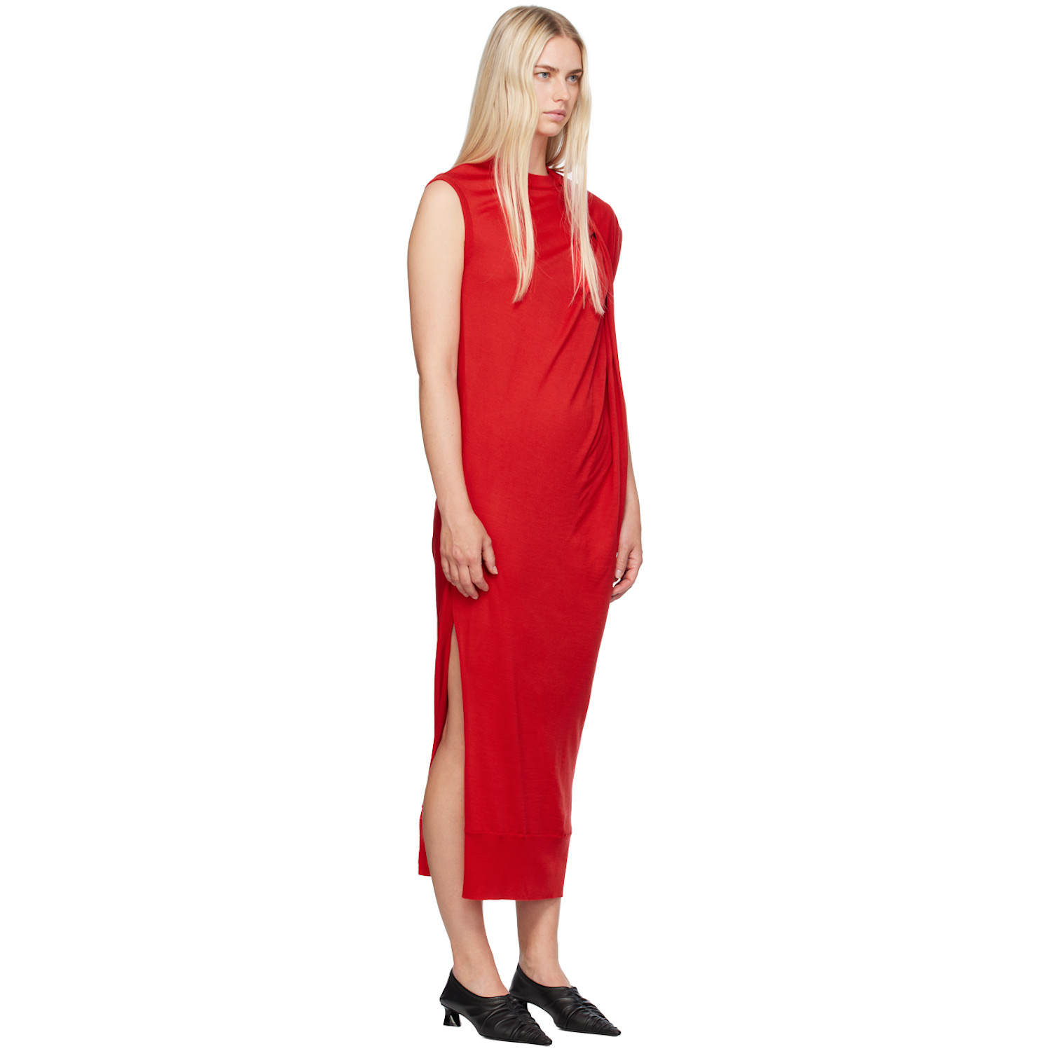  Stella Mccartney Red Draped Maxi Dress 