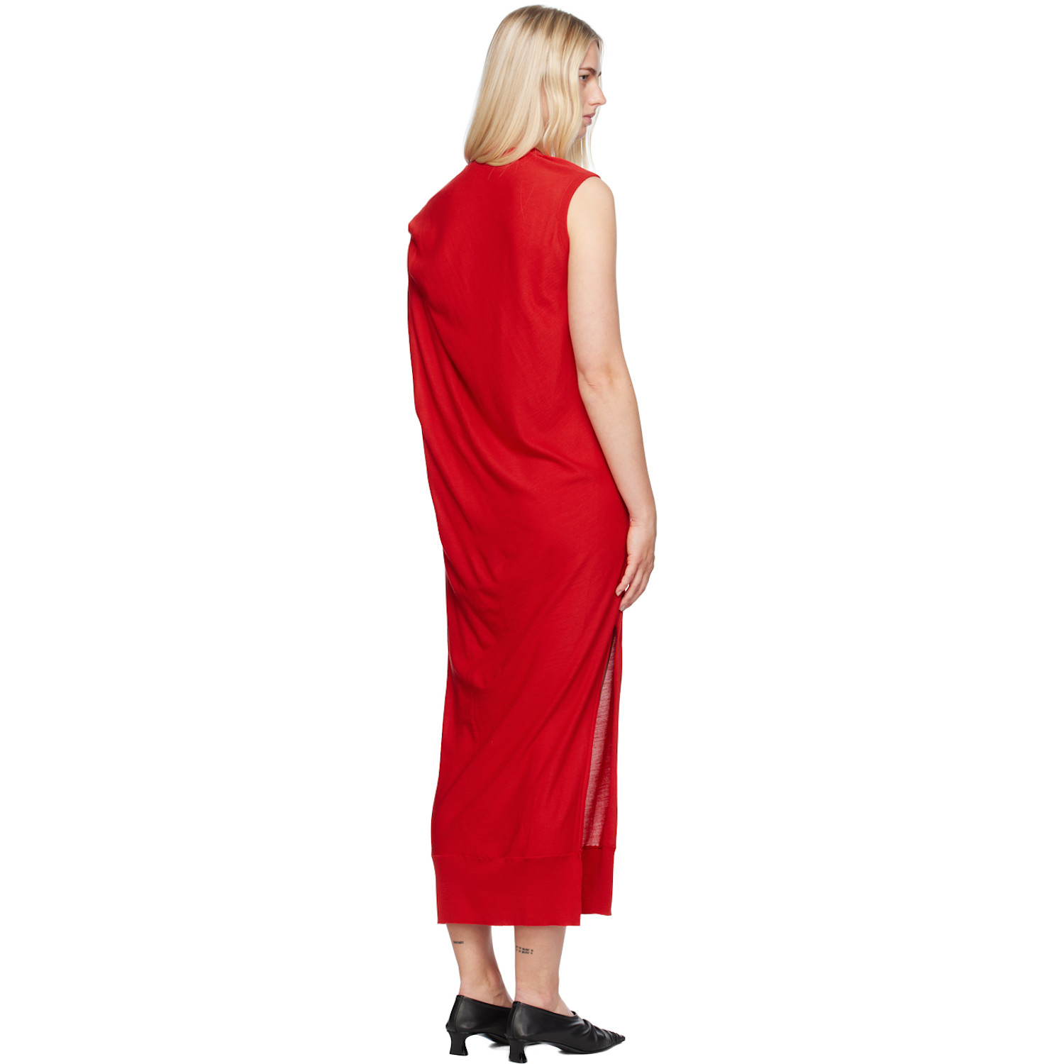  Stella Mccartney Red Draped Maxi Dress 