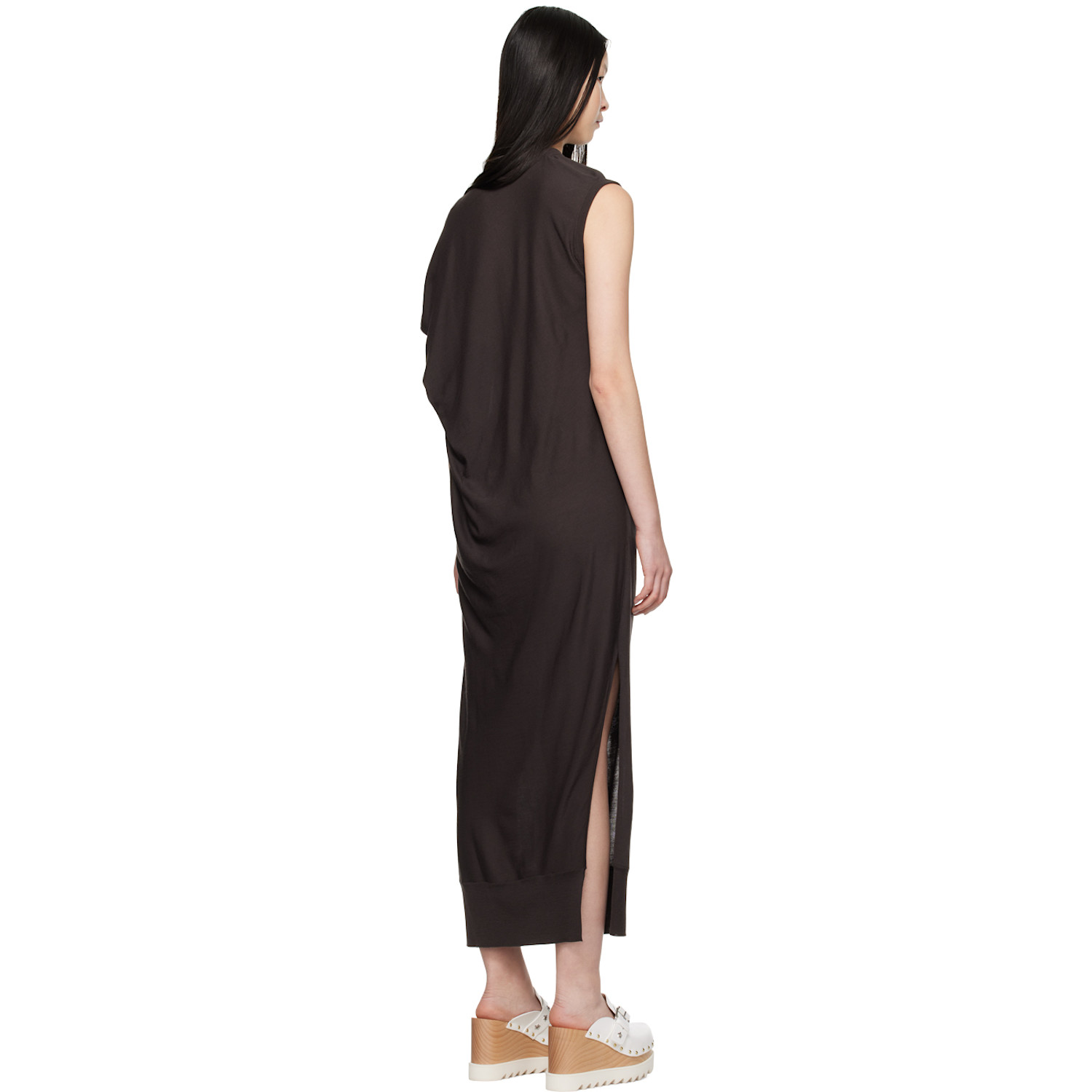  Stella Mccartney Brown Asymmetric Draped Maxi Dress 