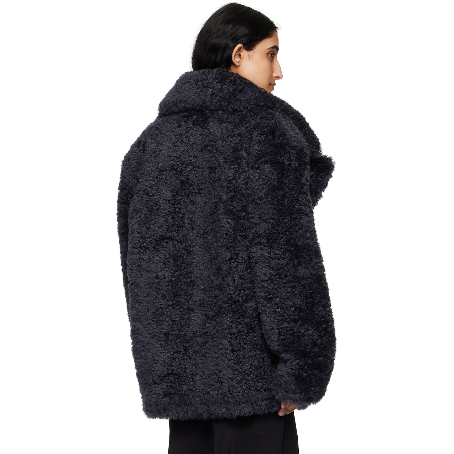  Stella Mccartney Navy Short Faux-shearling Jacket 