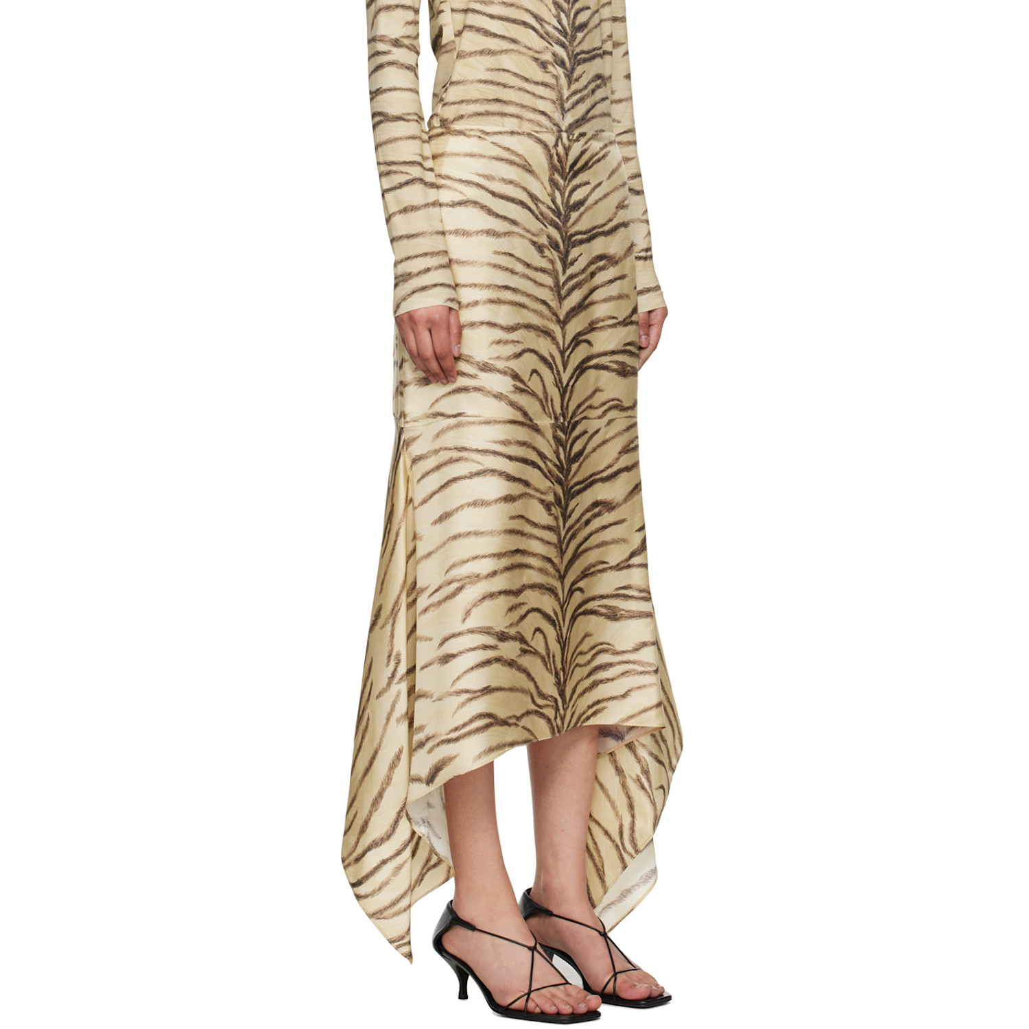  Stella Mccartney Beige Tiger Print Midi Skirt 