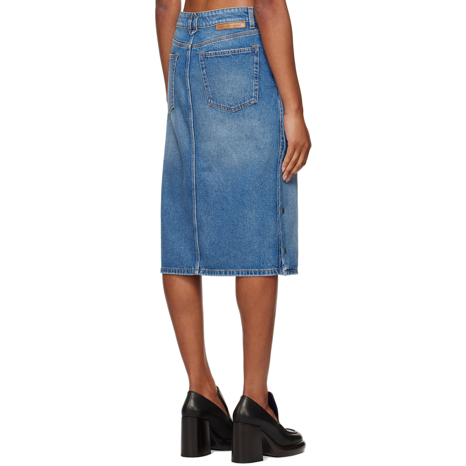  Stella Mccartney Blue Snap Denim Midi Skirt 