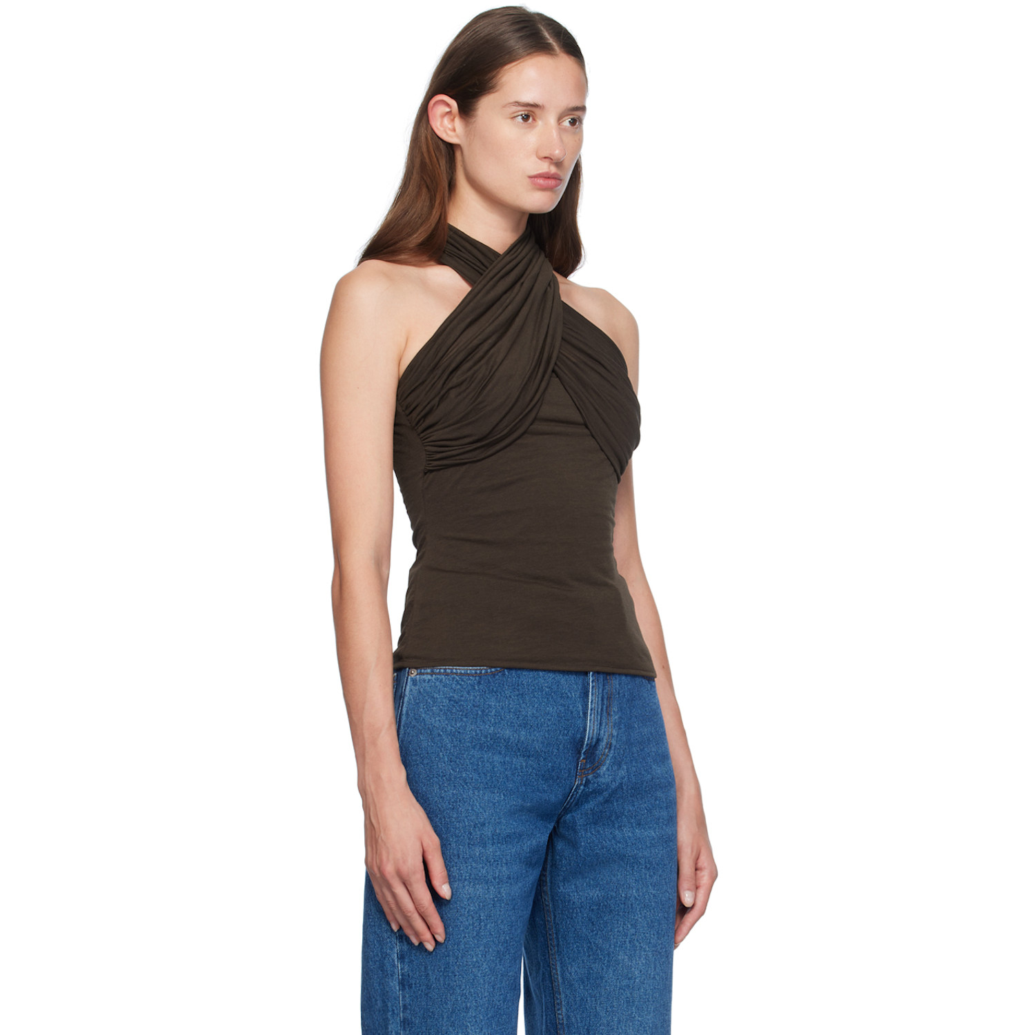  Ami Paris Brown Draped Blouse 
