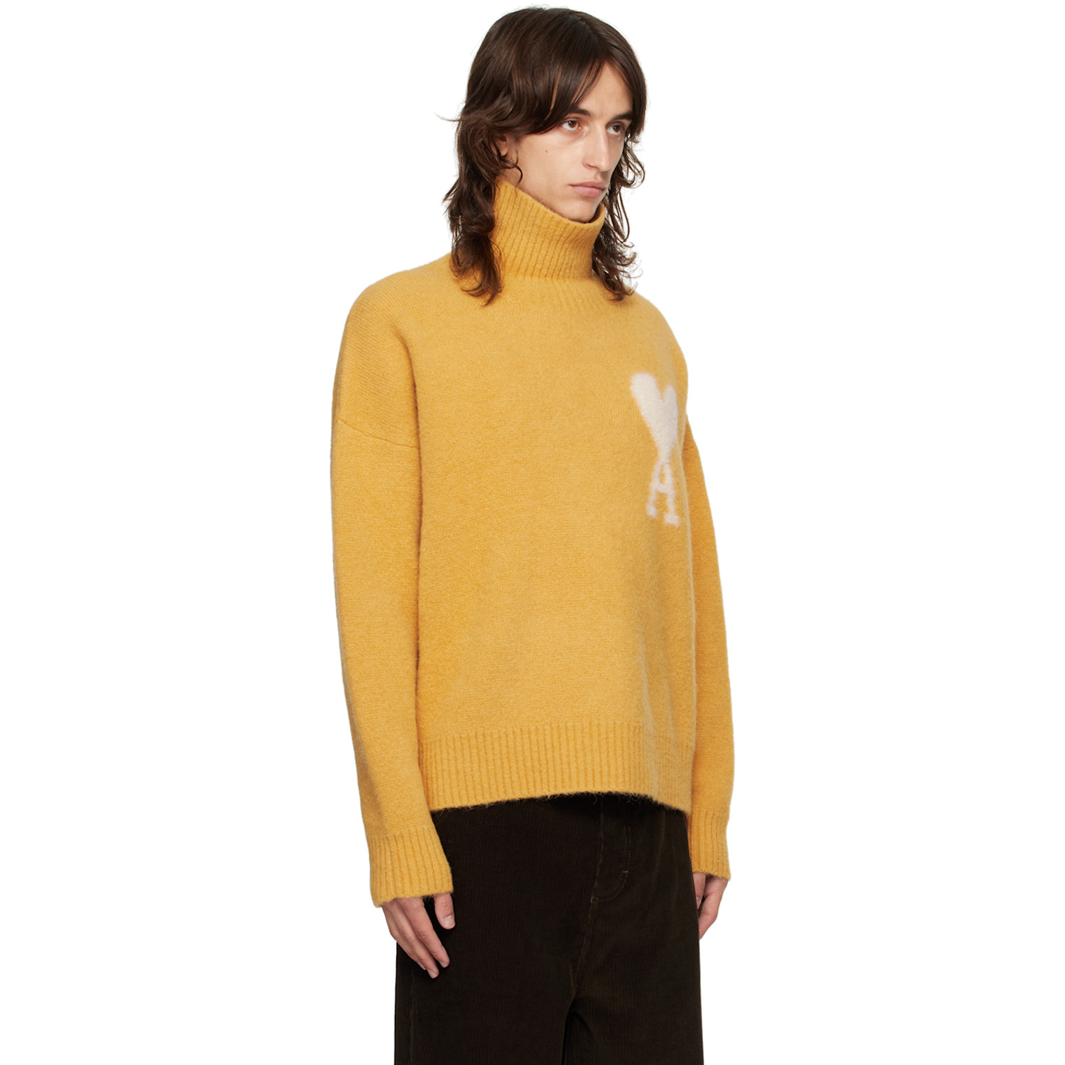  Ami Paris Yellow Ami De Cœur Turtleneck 