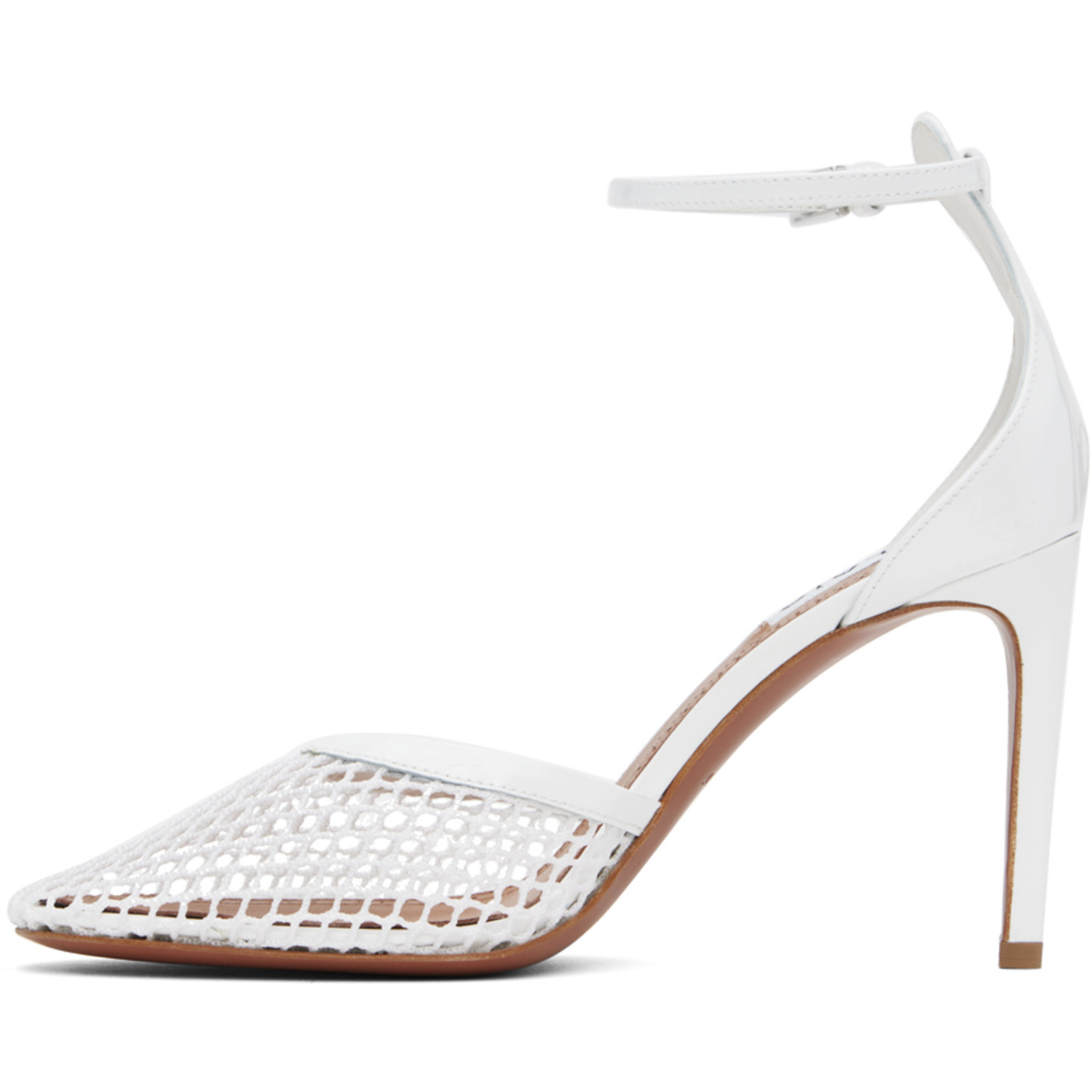  Alaïa White High Fishnet Heels 