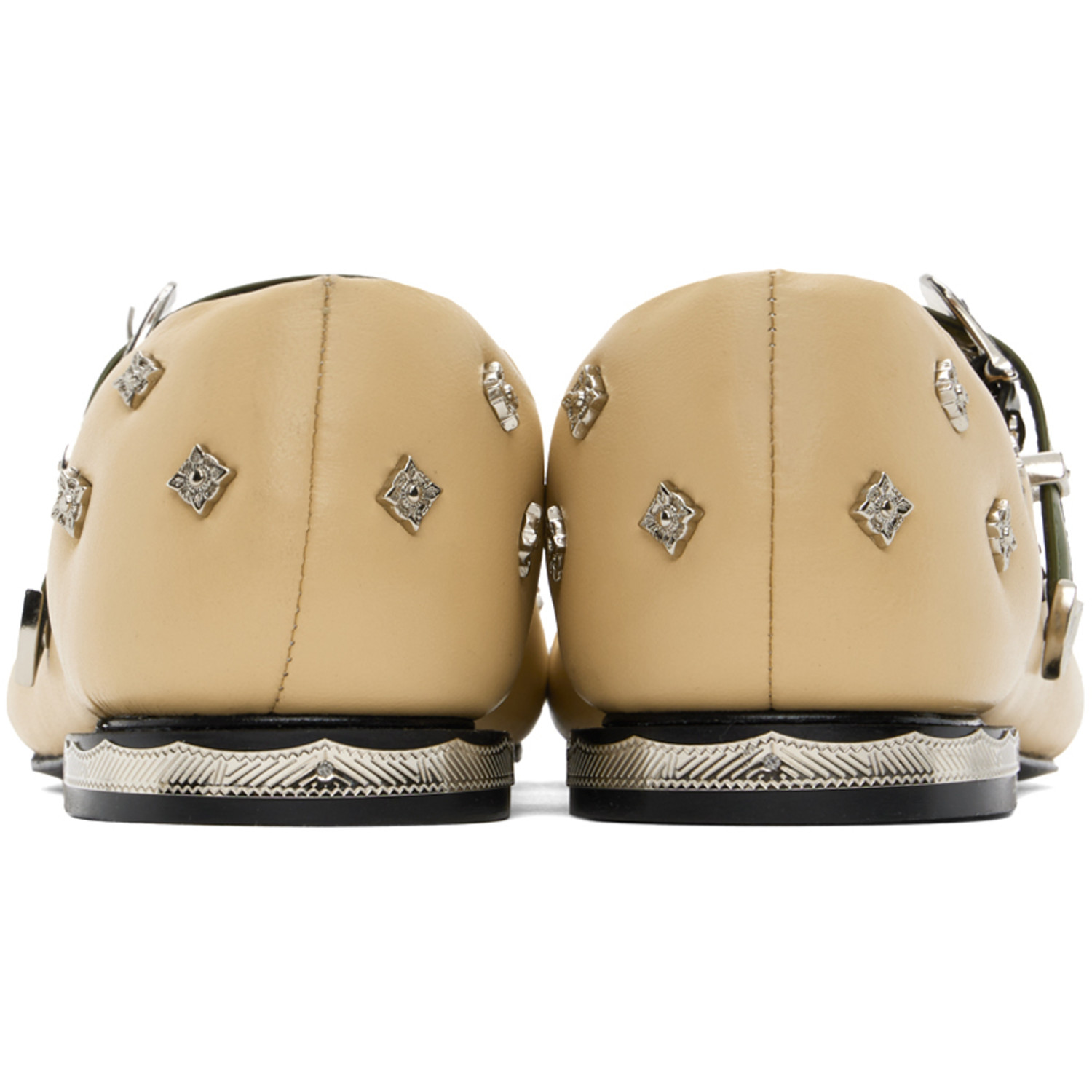  Toga Pulla Beige & Khaki Mary Jane Ballerina Flats 