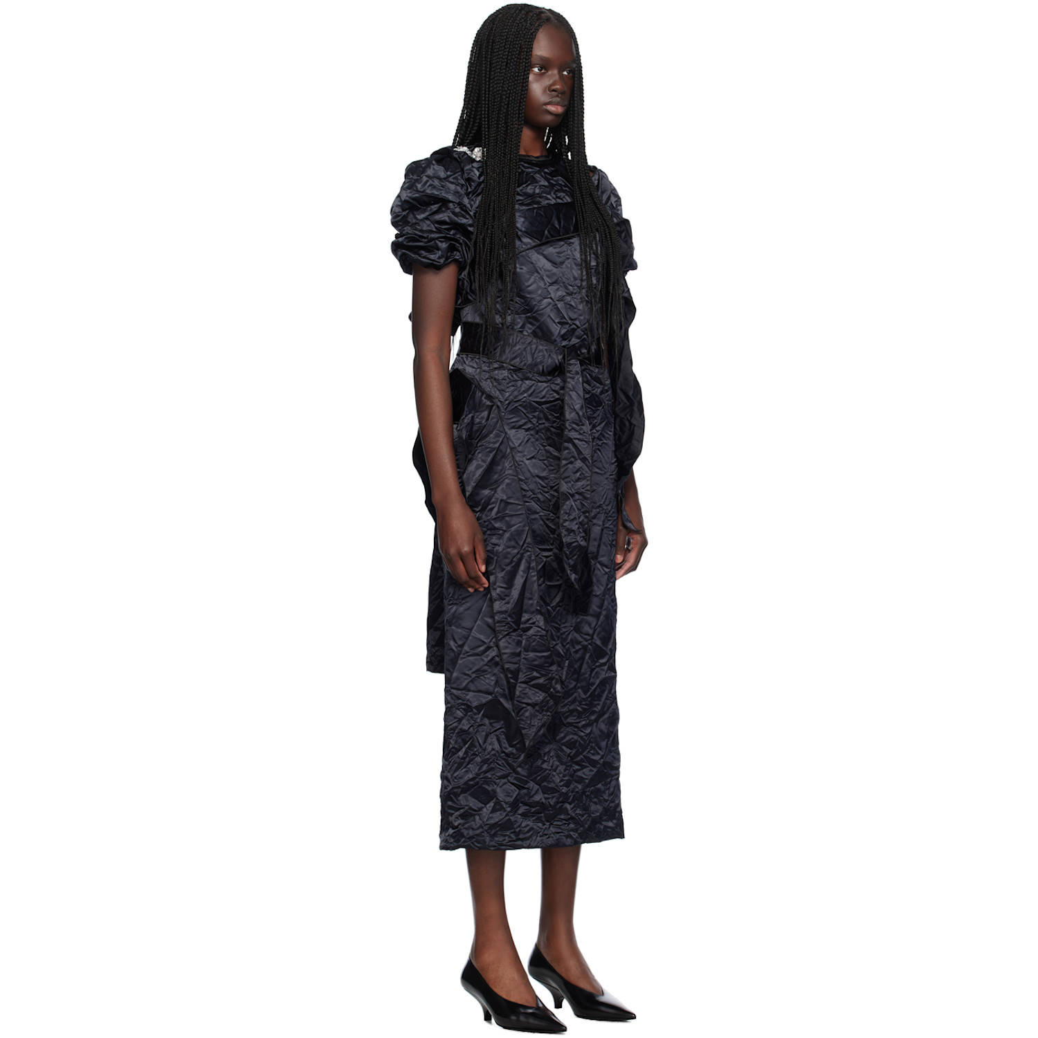  Meryll Rogge Black Creased Midi Dress 