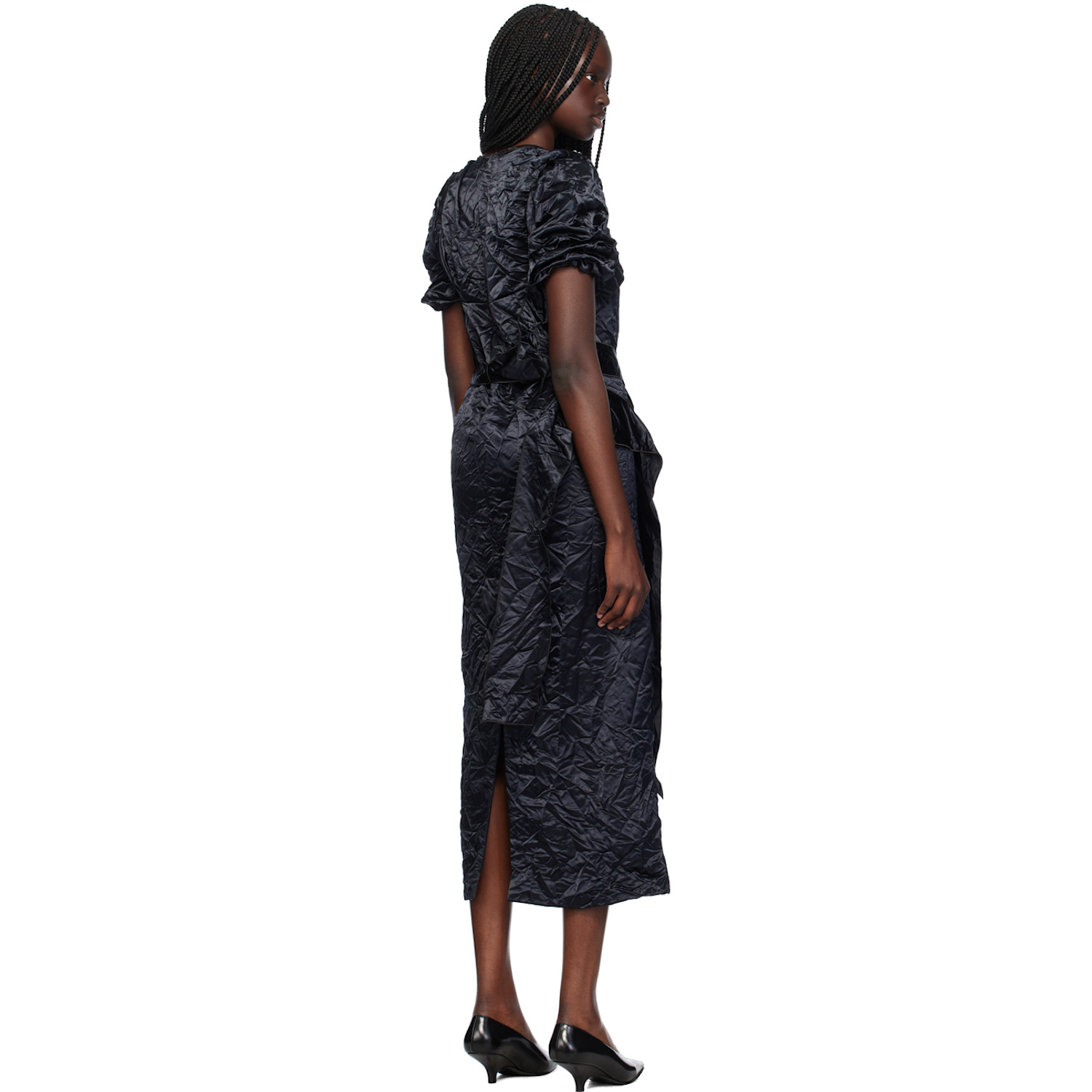  Meryll Rogge Black Creased Midi Dress 