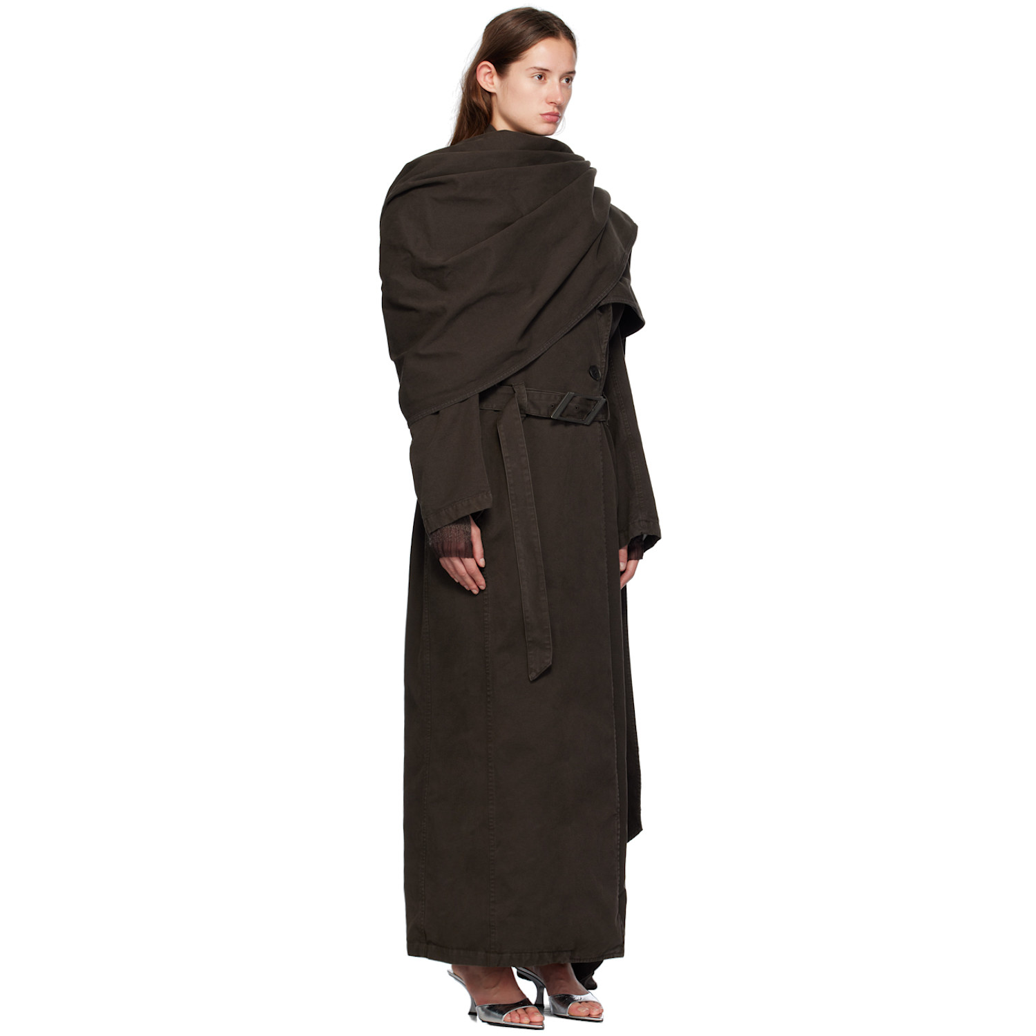  The Attico Trench Long Brun Exclusif à Ssense 