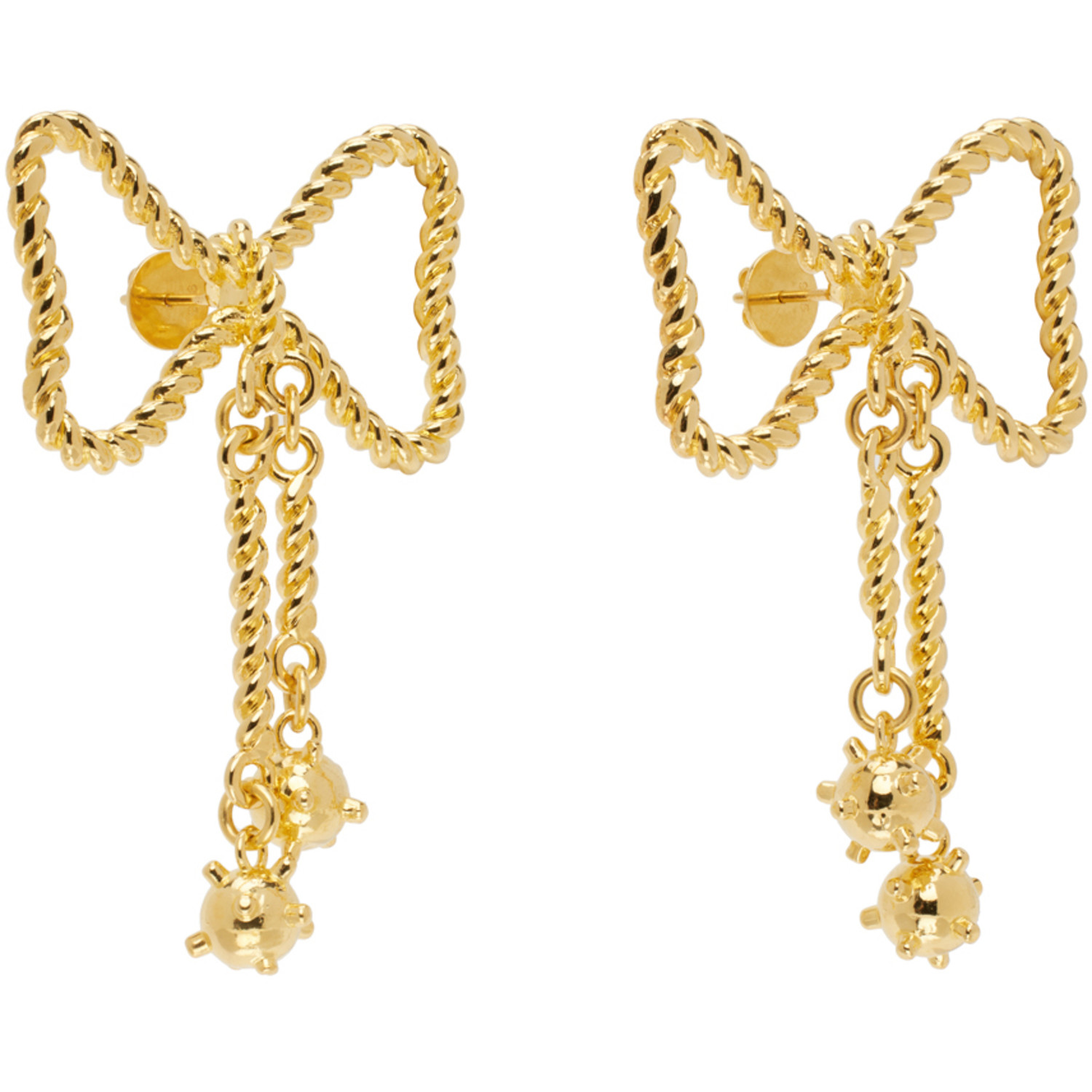  Chopova Lowena Gold Mace Bow Earrings 
