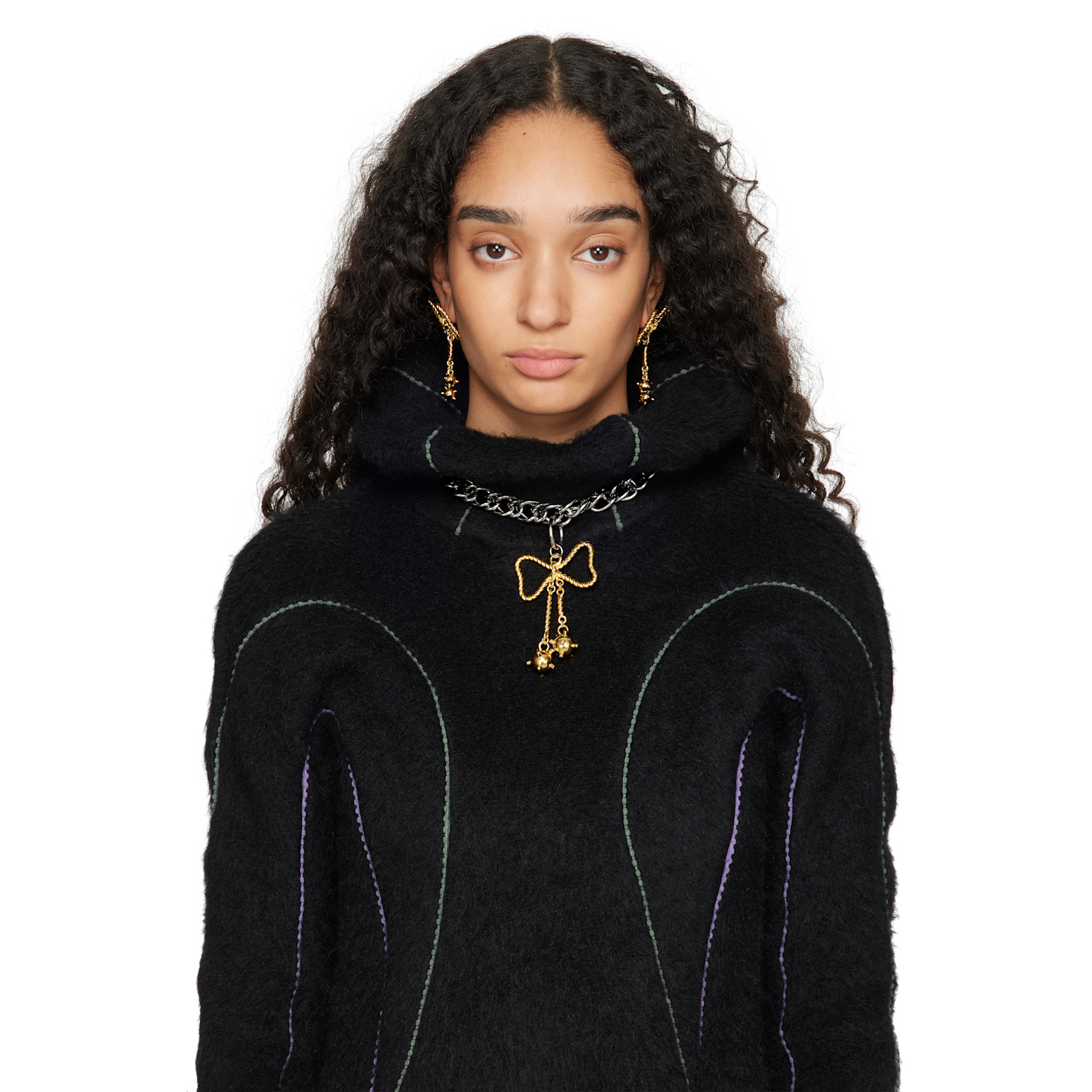  Chopova Lowena Gold Mace Bow Earrings 