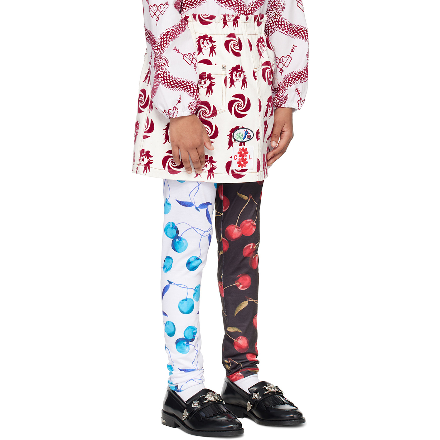  Chopova Lowena Ssense Exclusive Kids White Swirl Girl Denim Skirt 