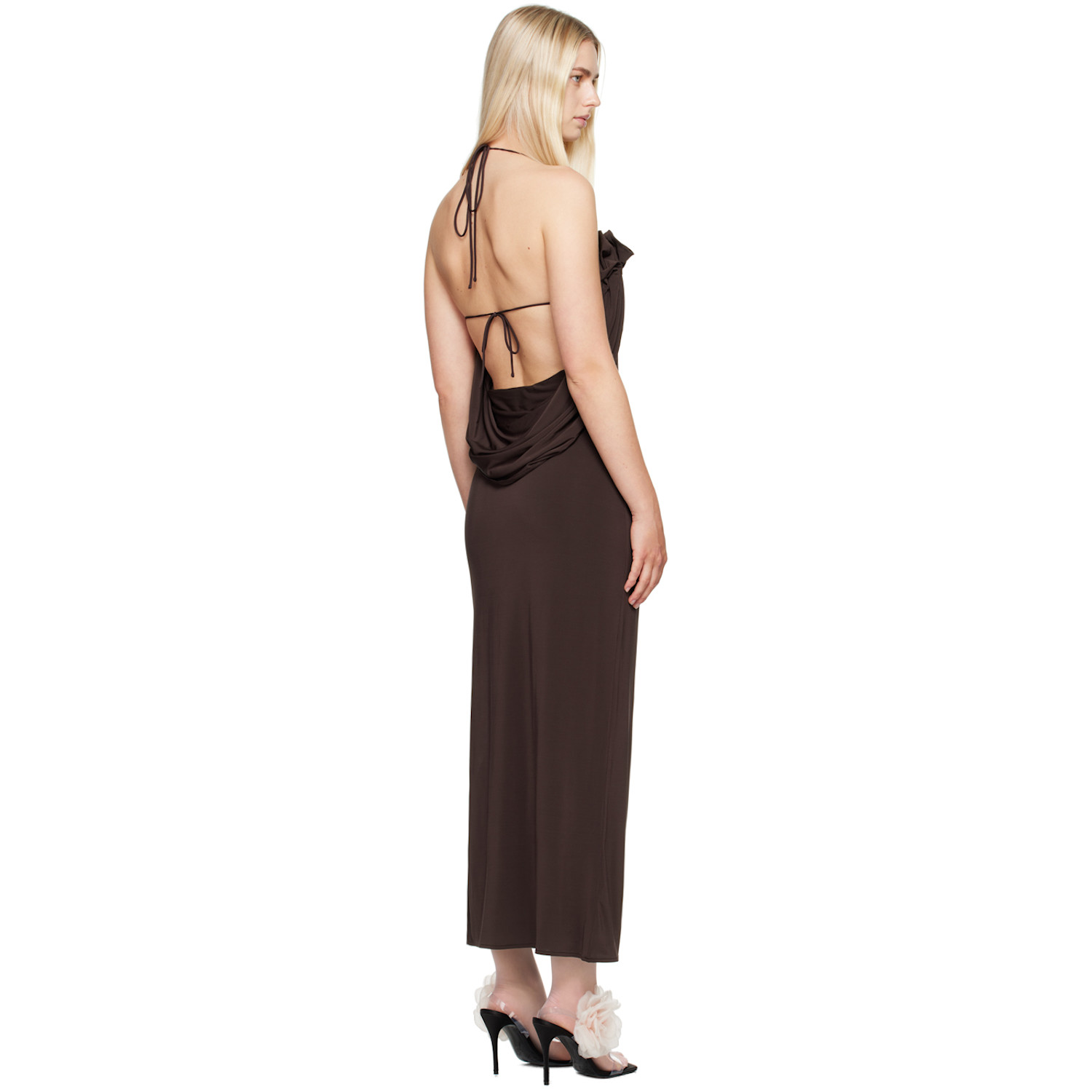  Magda Butrym Brown Cowl Neck Midi Dress 