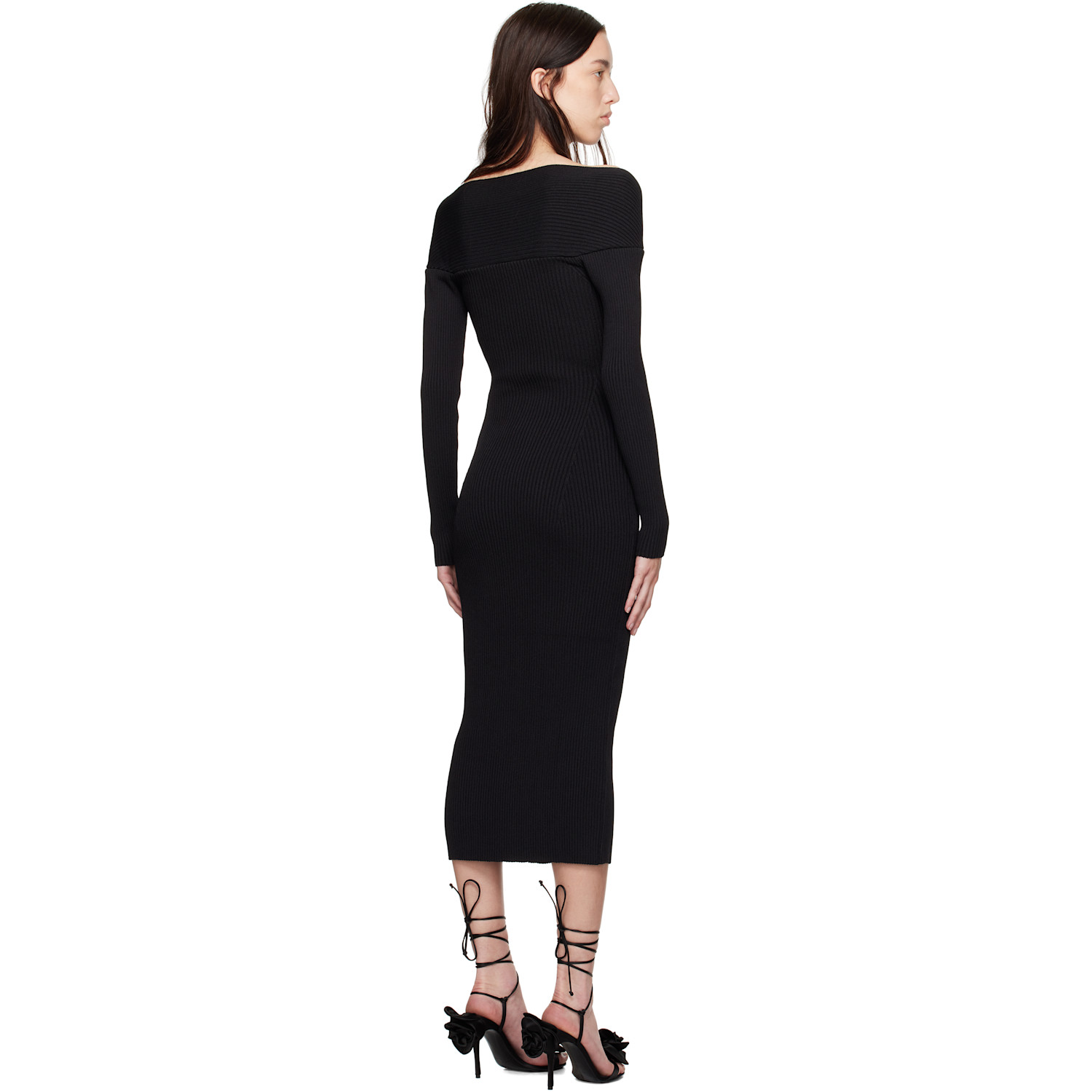  Magda Butrym Black Rib-knit Bustier Maxi Dress 