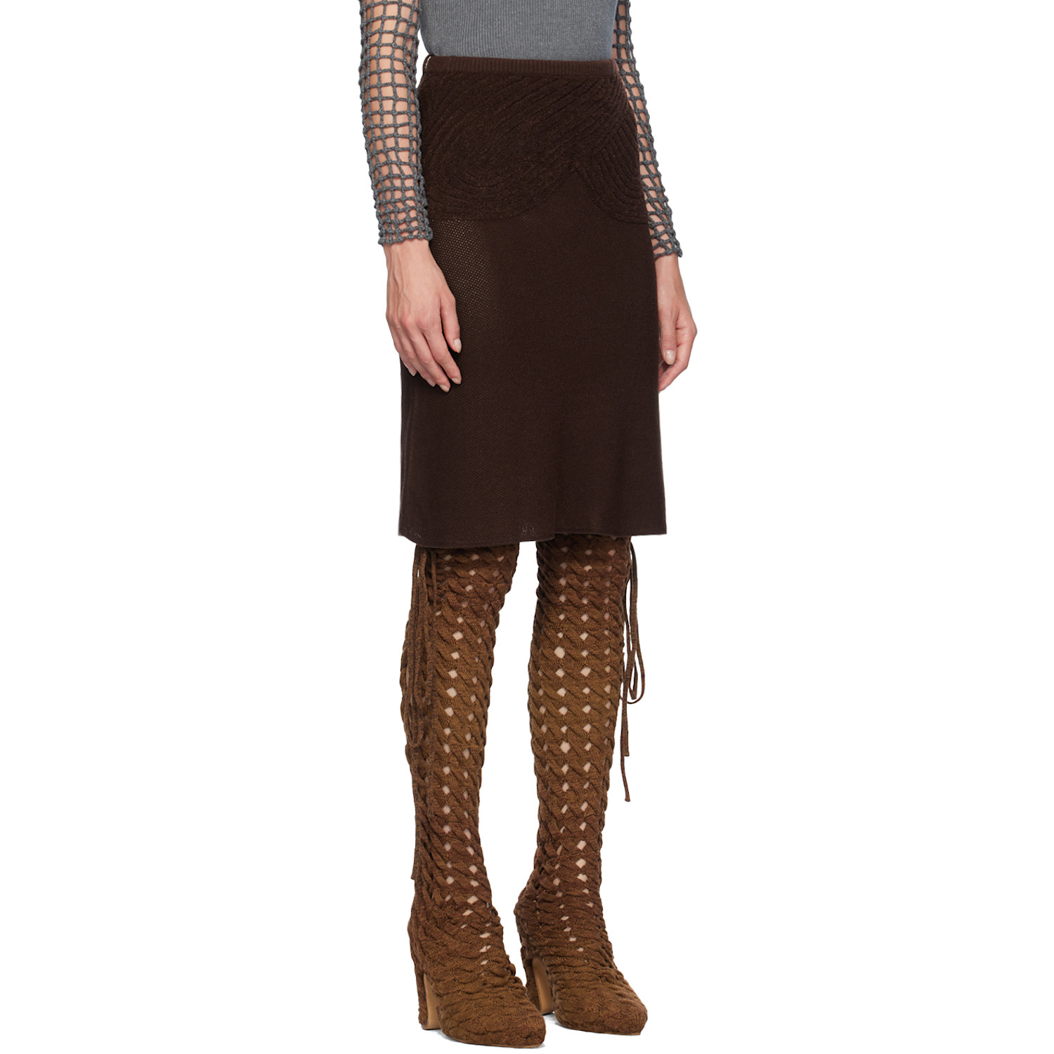  Isa Boulder Brown Sweetheart Midi Skirt 