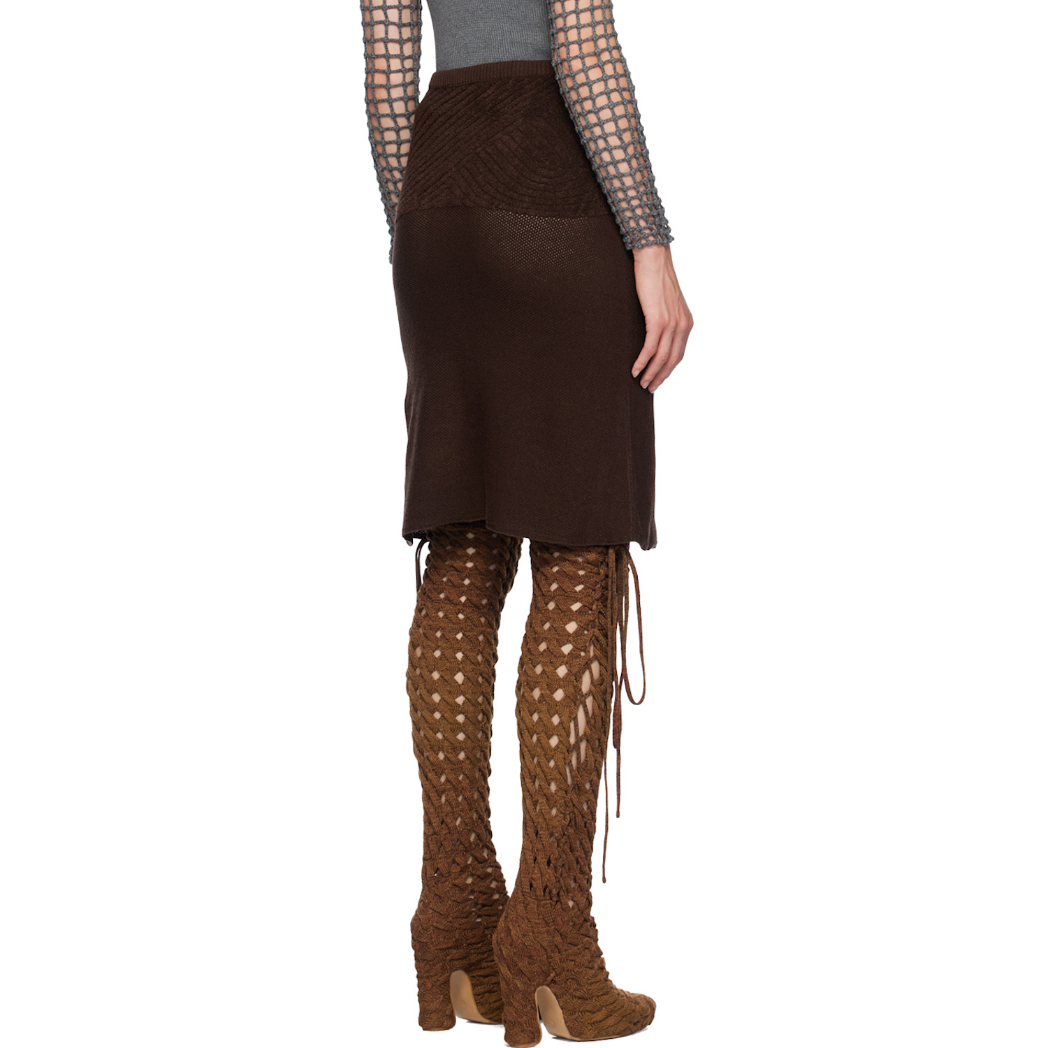  Isa Boulder Brown Sweetheart Midi Skirt 