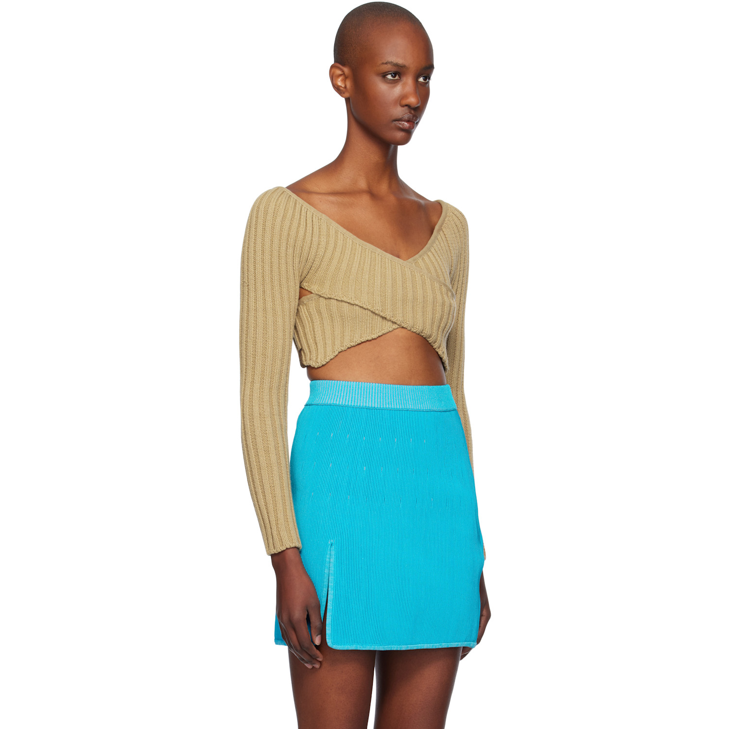  Isa Boulder Beige Crossed Sleeves Sweater 