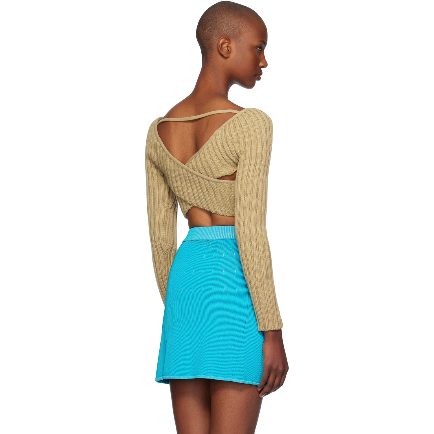  Isa Boulder Beige Crossed Sleeves Sweater 