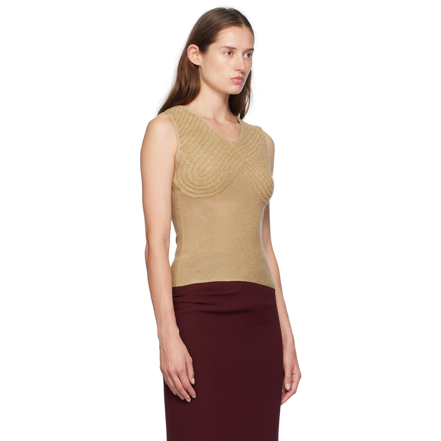  Isa Boulder Beige Sweetheart V-neck Tank Top 