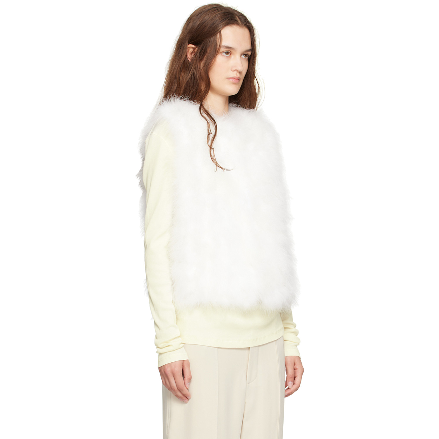  Yves Salomon White Feather Vest 