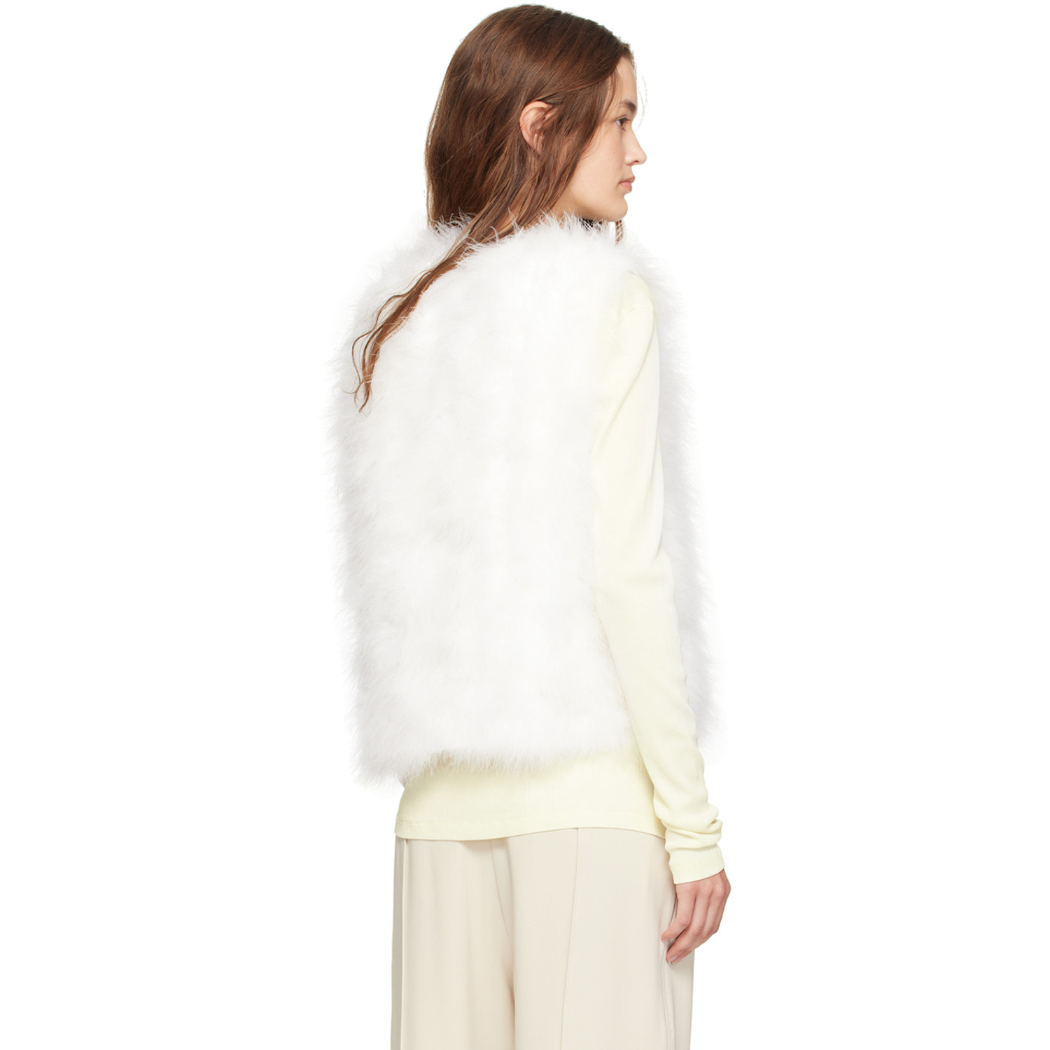  Yves Salomon White Feather Vest 