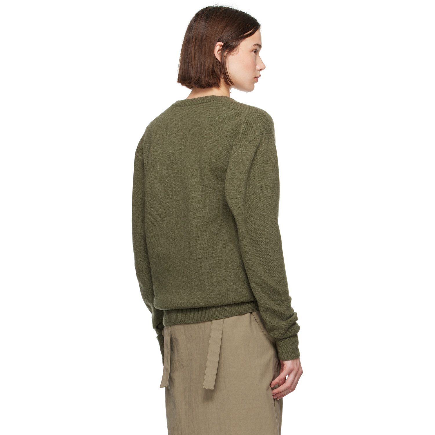  Lemaire Green Deep V-neck Sweater 