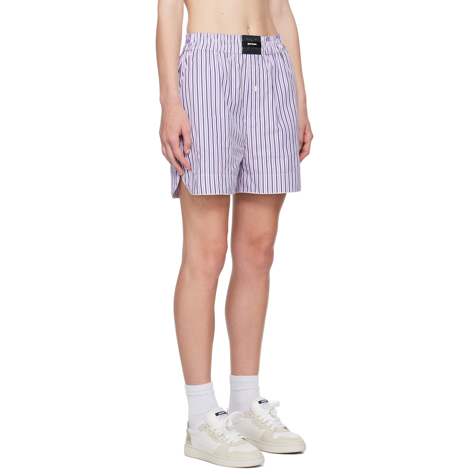  Palm Angels Purple & White Striped Shorts 