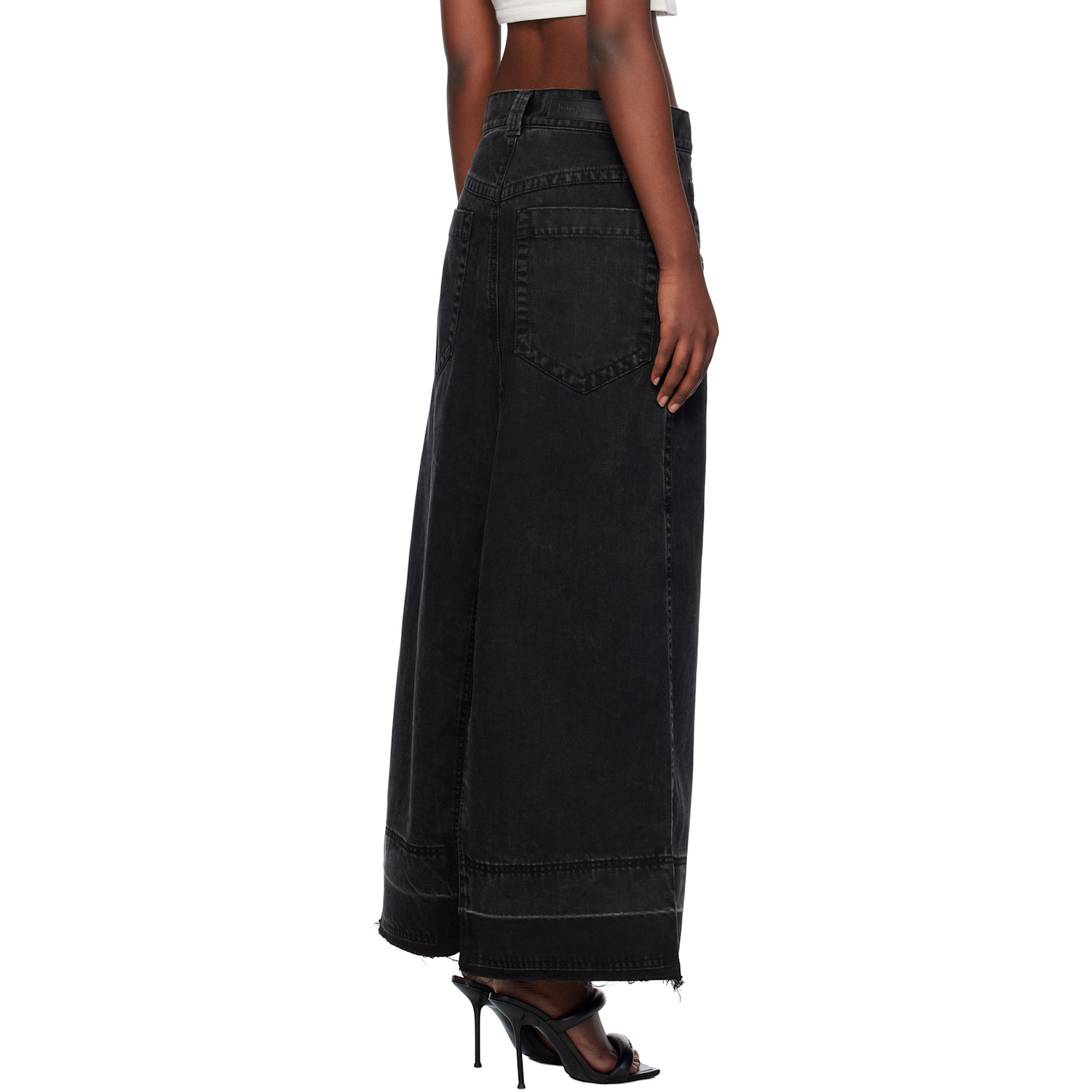 Palm Angels Black Split Denim Maxi Skirt 
