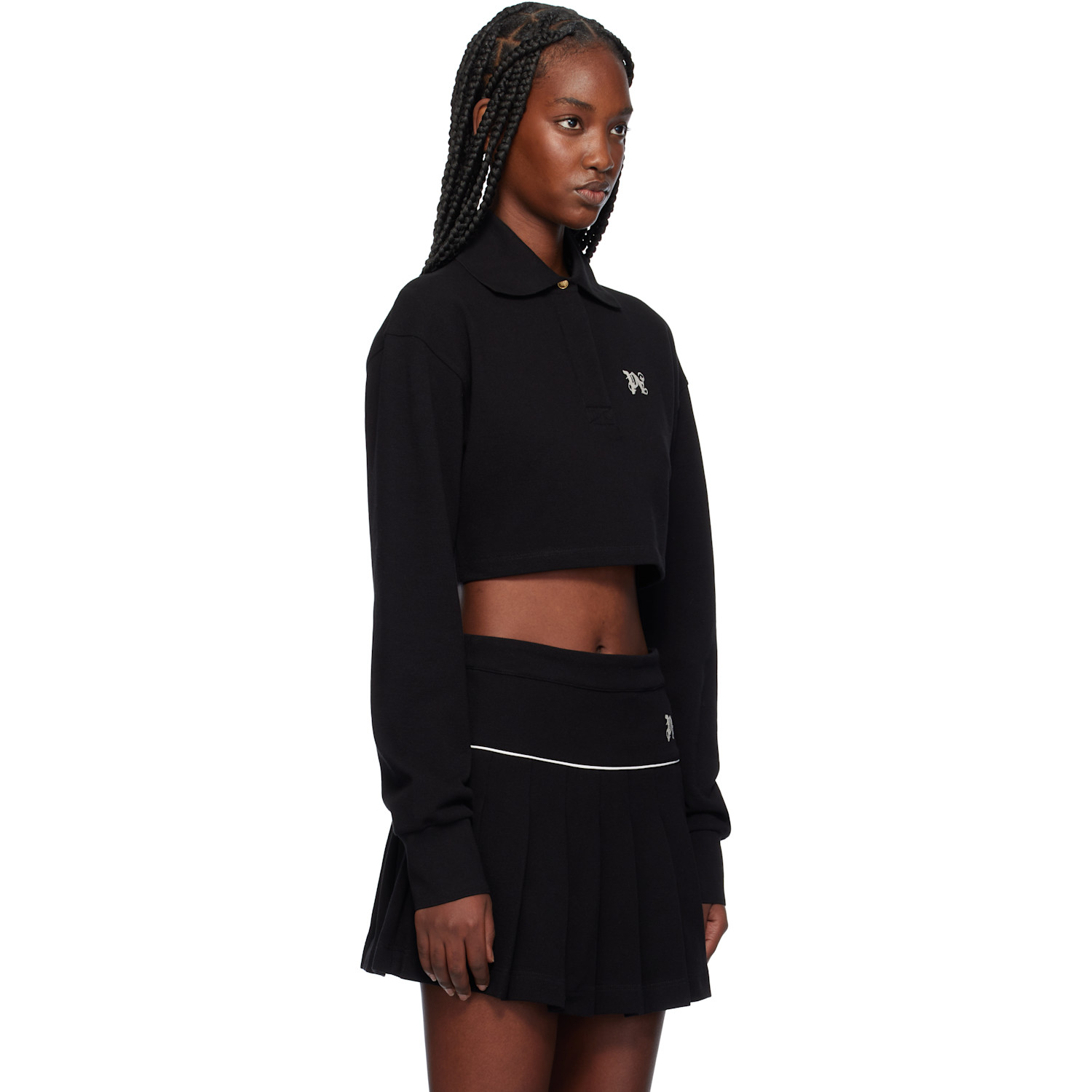  Palm Angels Black Monogram Cropped Polo 