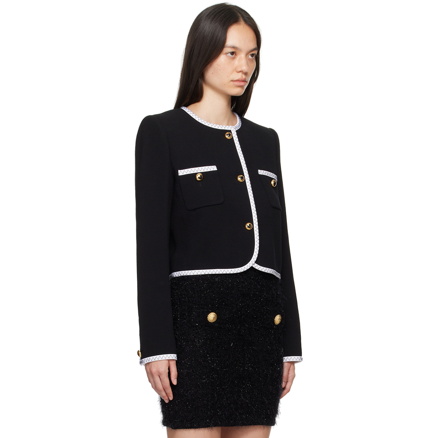  Moschino Black Gold Heart Buttons Jacket 