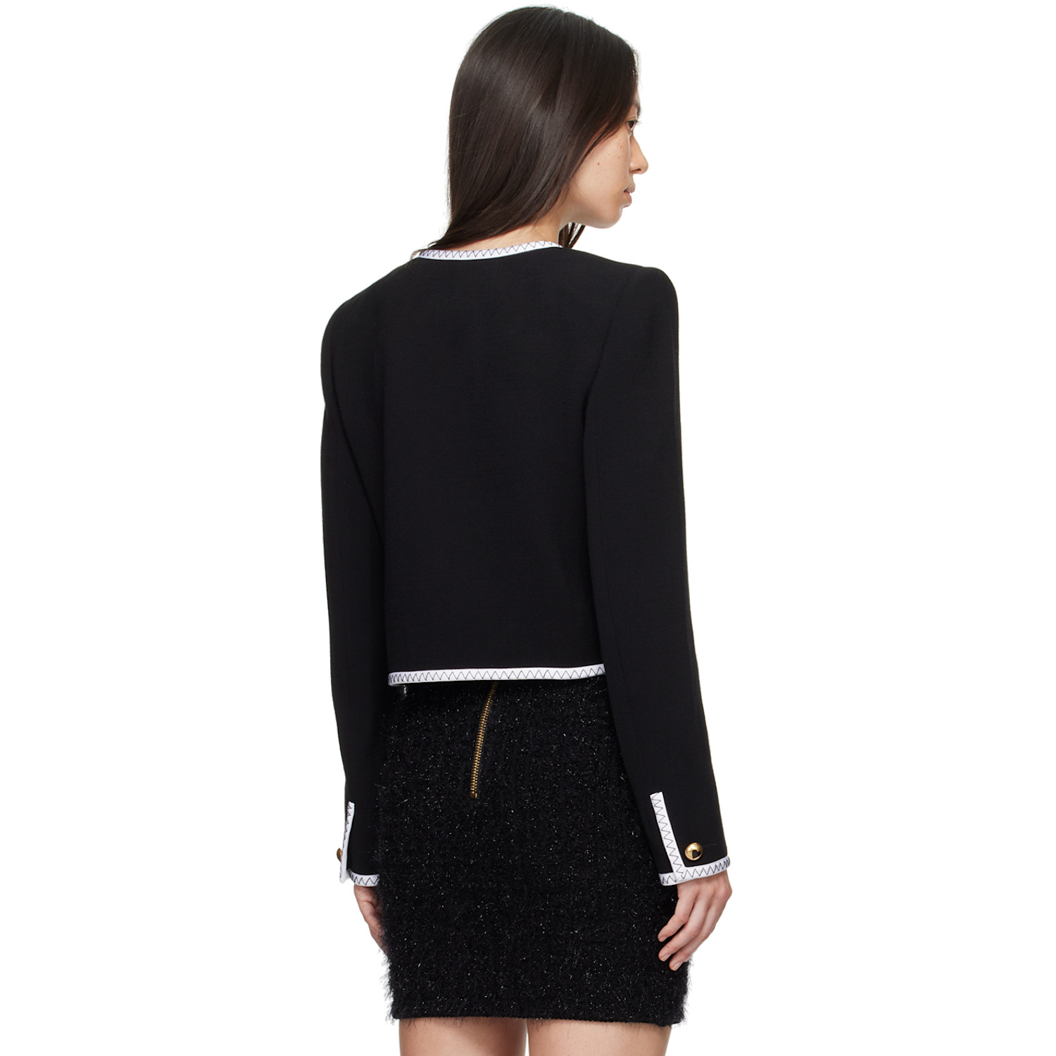  Moschino Black Gold Heart Buttons Jacket 
