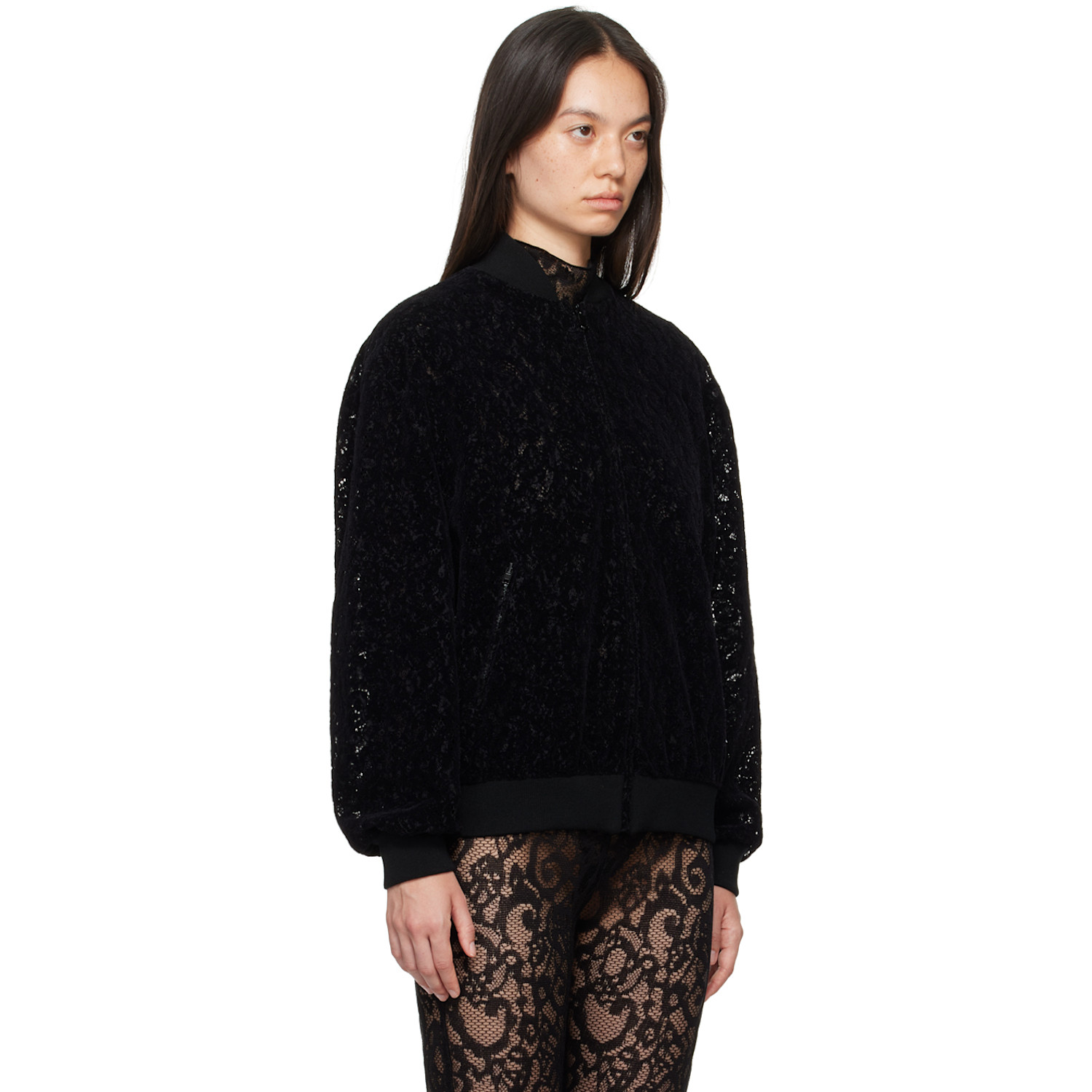  Moschino Black Lace Bomber Jacket 