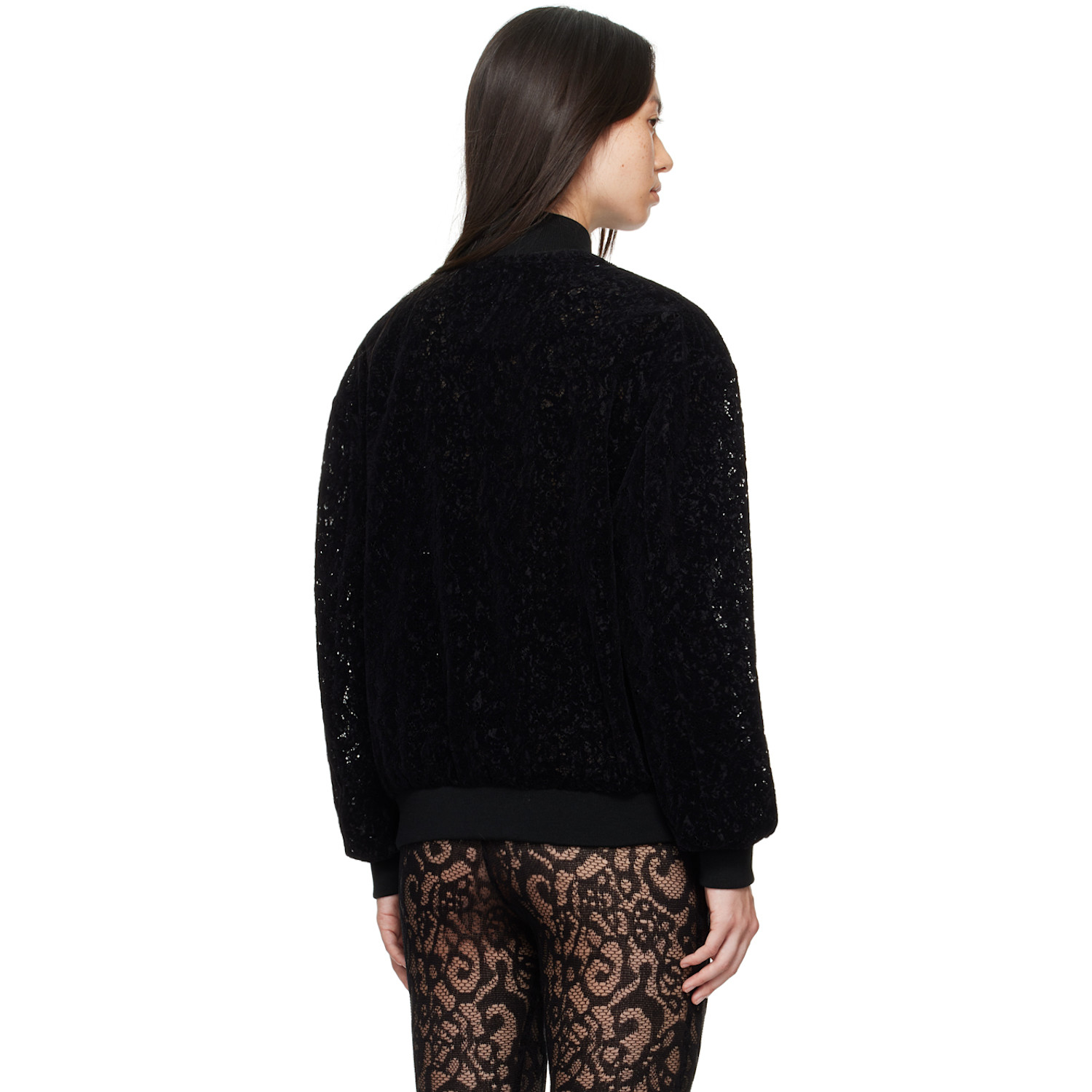  Moschino Black Lace Bomber Jacket 