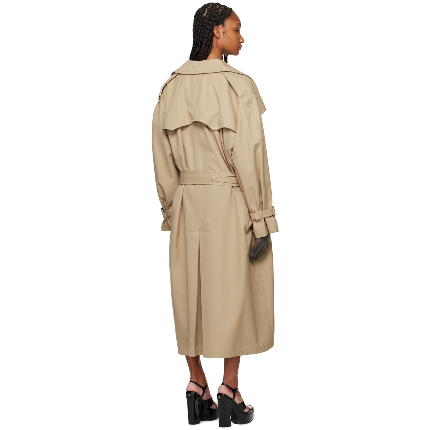 Moschino Beige Notched Lapel Trench Coat 