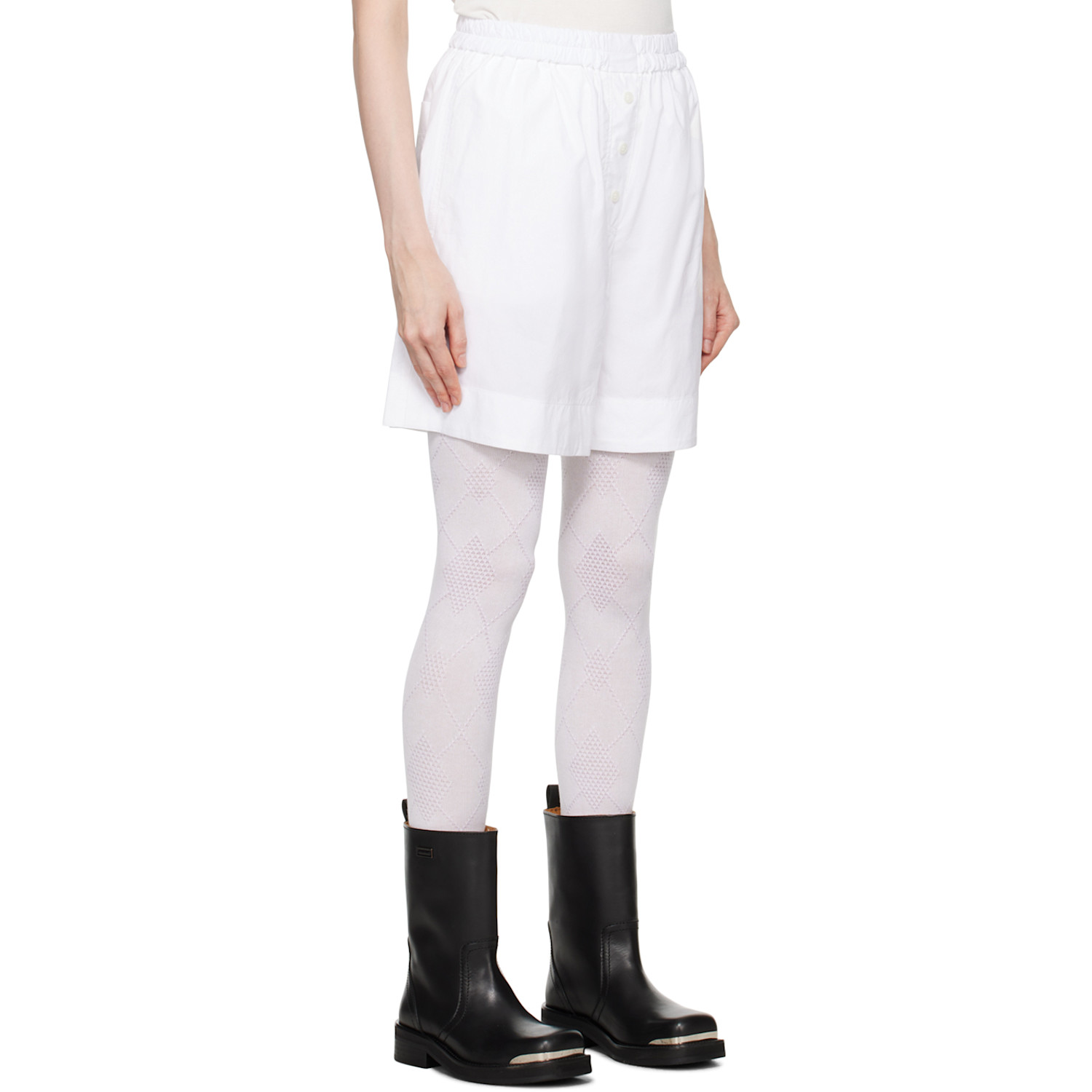  Open Yy White Argyle Pyjama Shorts 