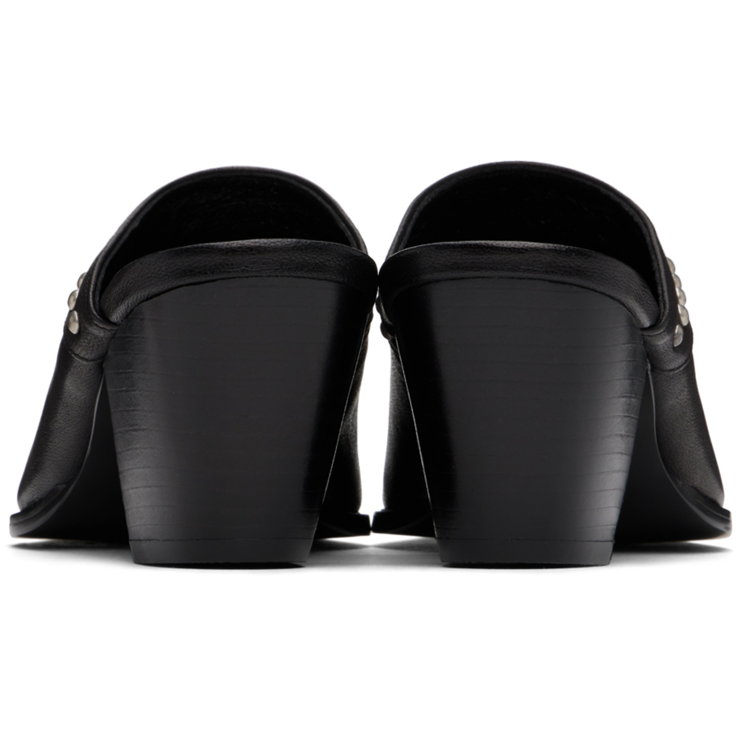  Open Yy Black Heart Stud Western Mules 