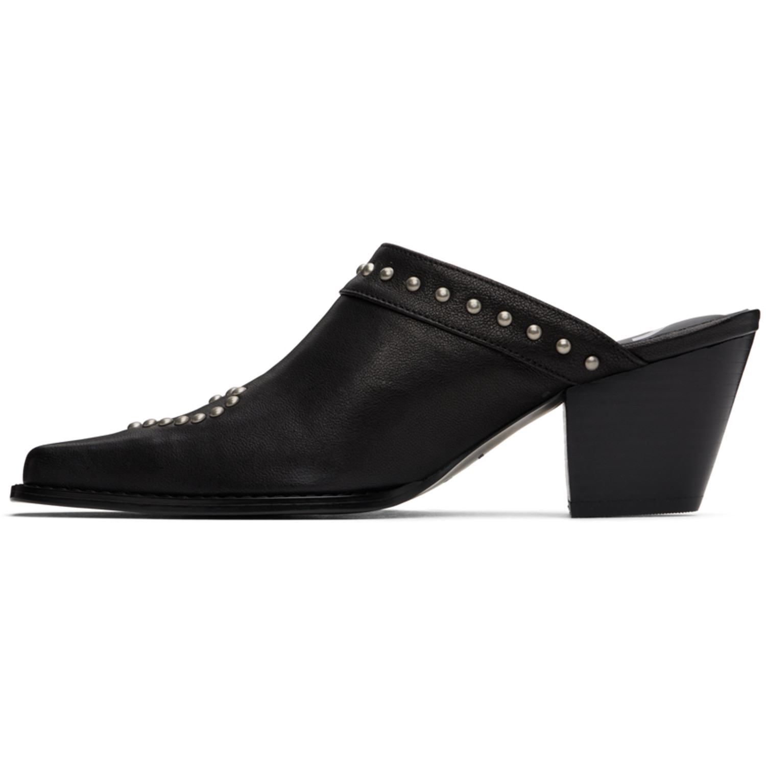  Open Yy Black Heart Stud Western Mules 