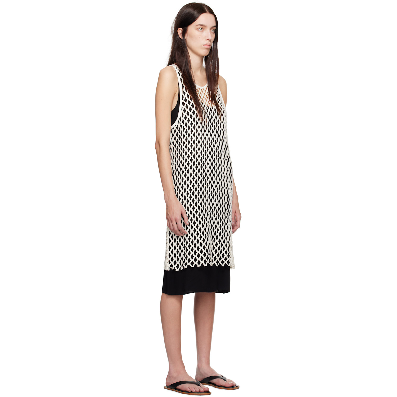  Bite White & Black Evening Lace Shift Midi Dress 