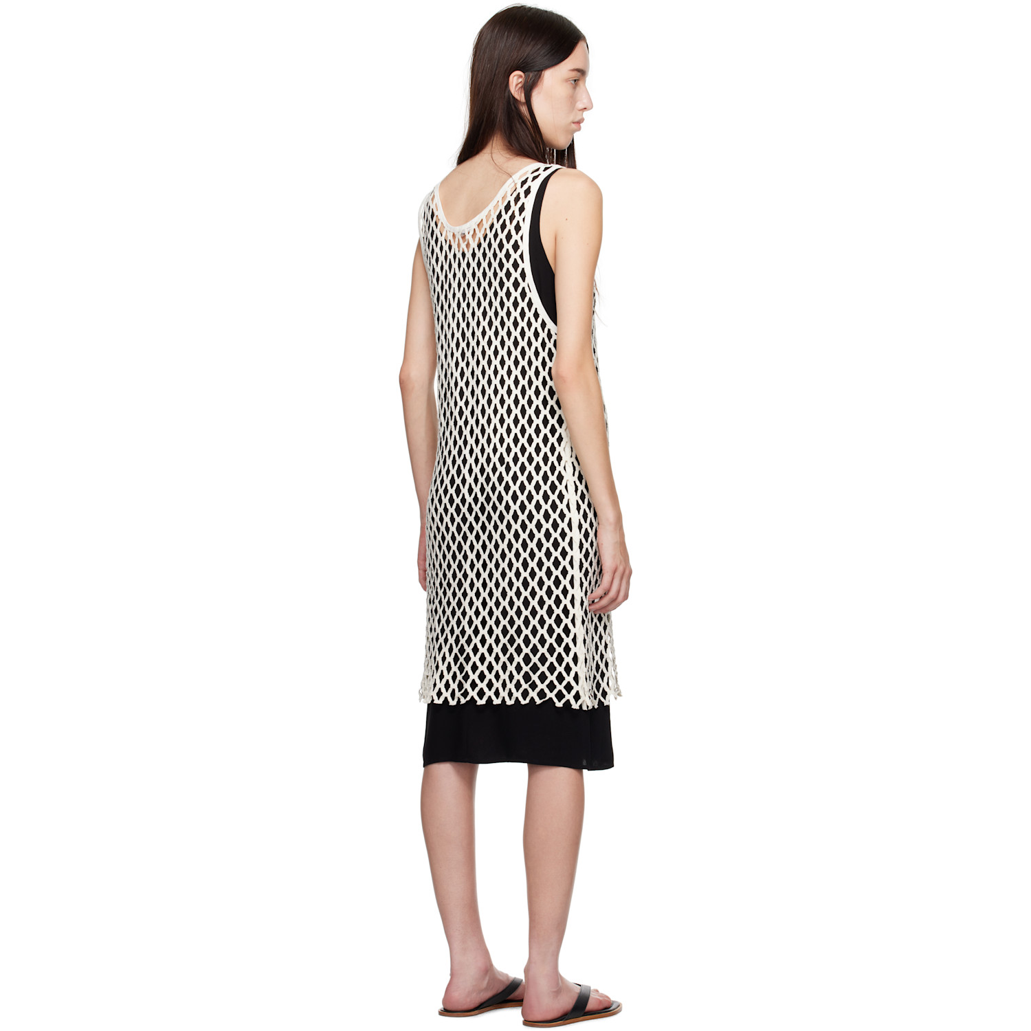  Bite White & Black Evening Lace Shift Midi Dress 