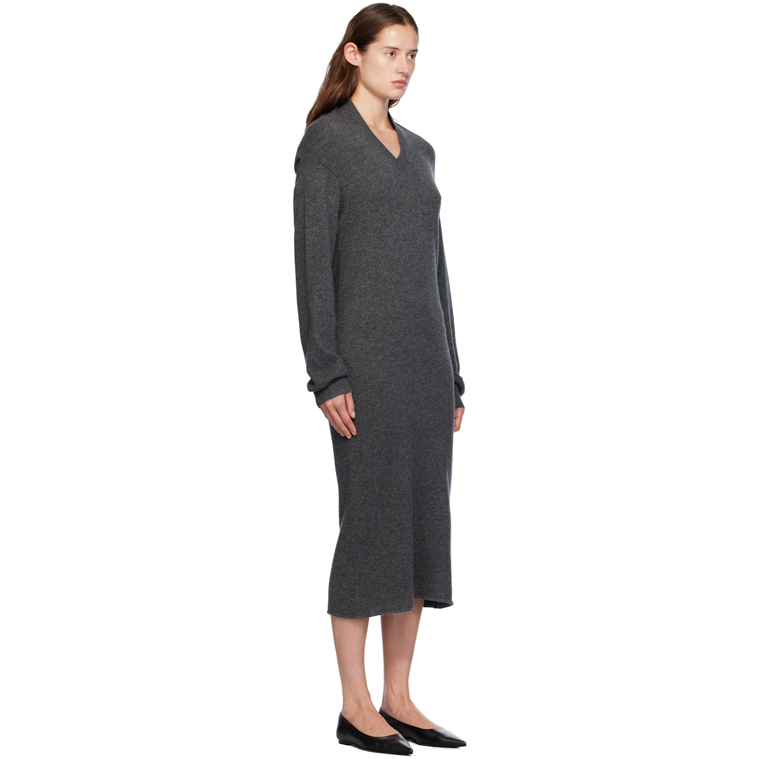  Gia Studios Gray Wool & Cashmere Midi Dress 