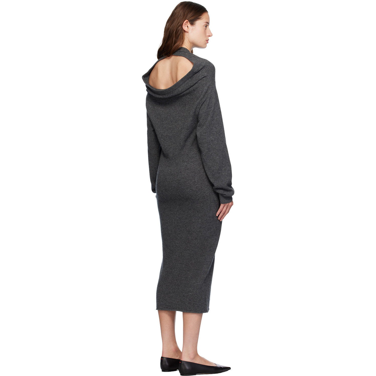  Gia Studios Gray Wool & Cashmere Midi Dress 