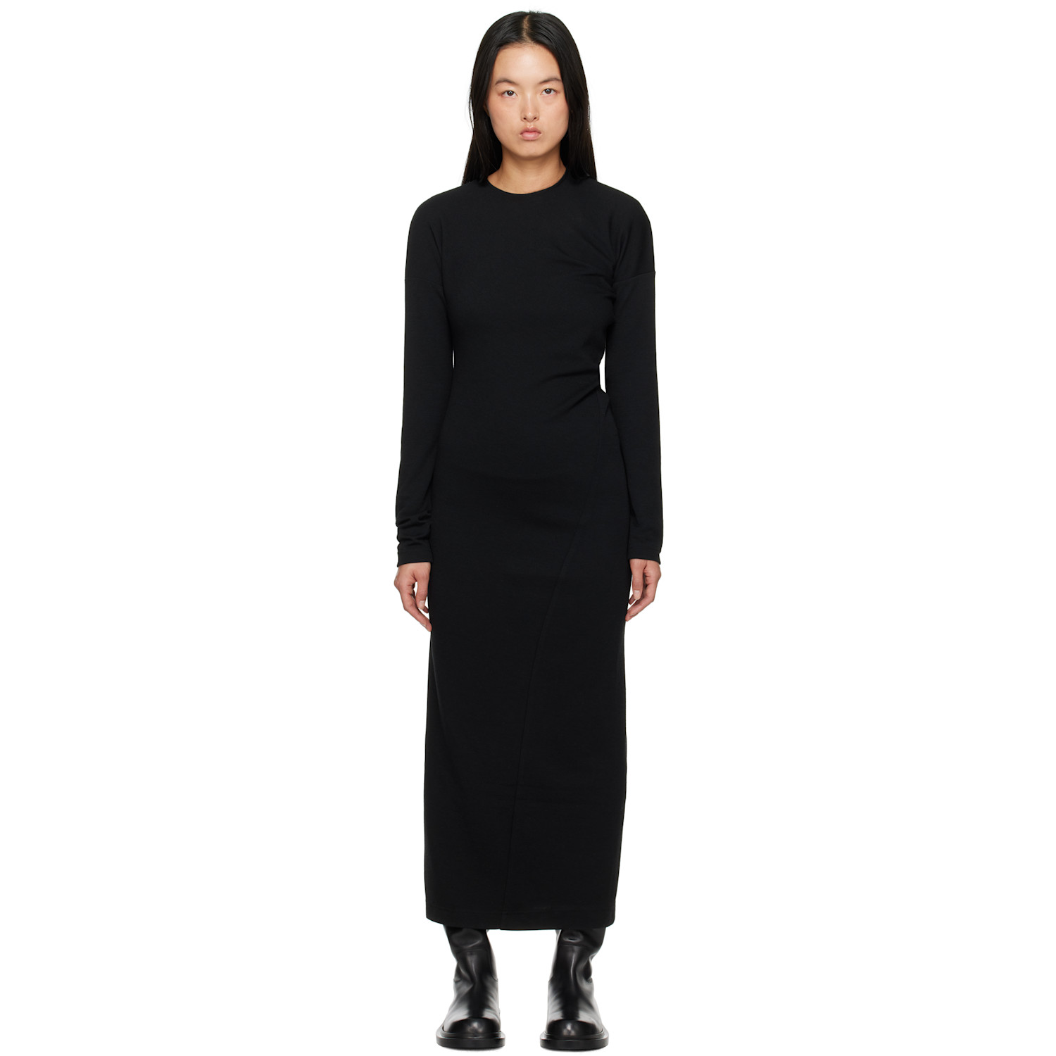 TOTEME Black Twisted Jersey Midi Dress