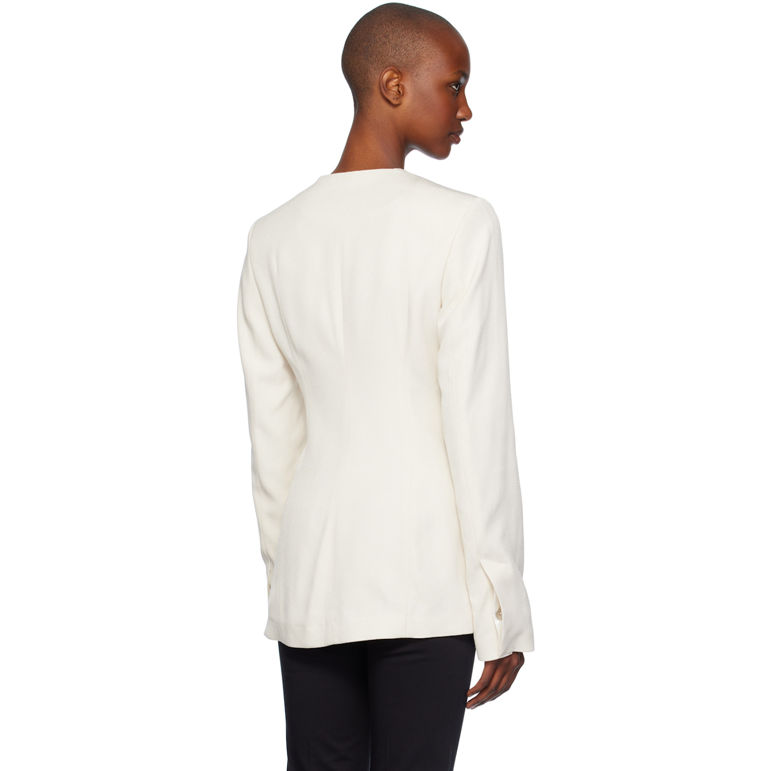  Toteme Off-white Collarless Cinched Jacket 