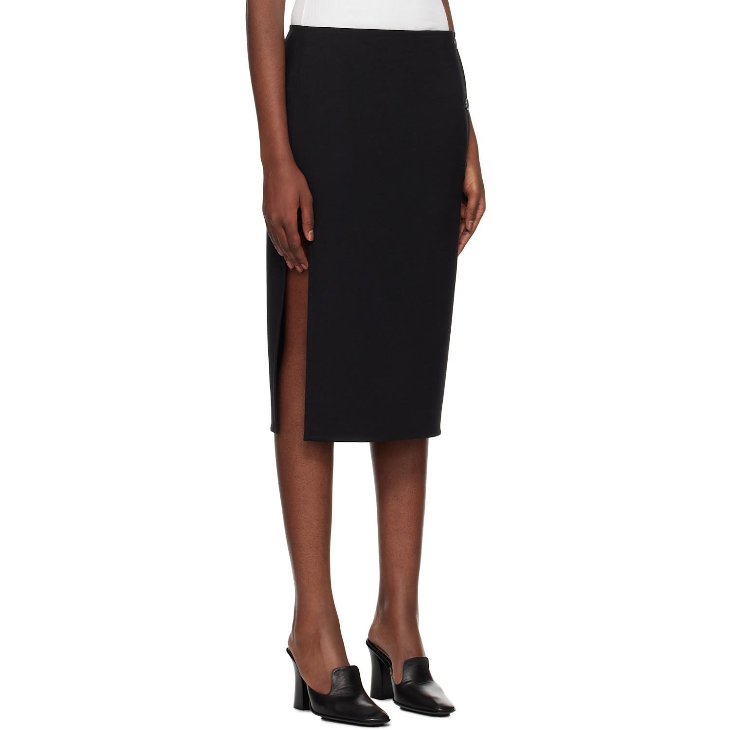  Courrèges Black Oblique Tailored Midi Skirt 