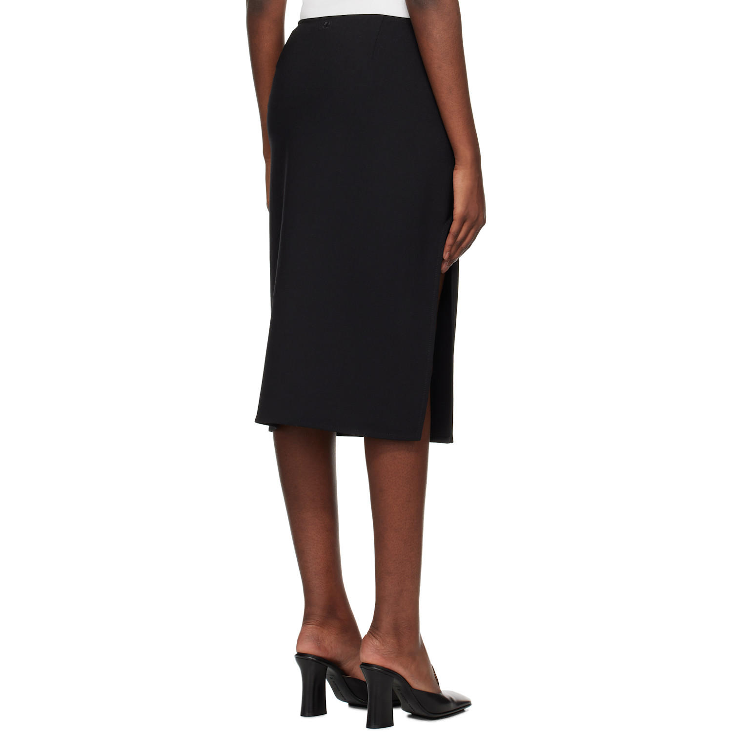  Courrèges Black Oblique Tailored Midi Skirt 