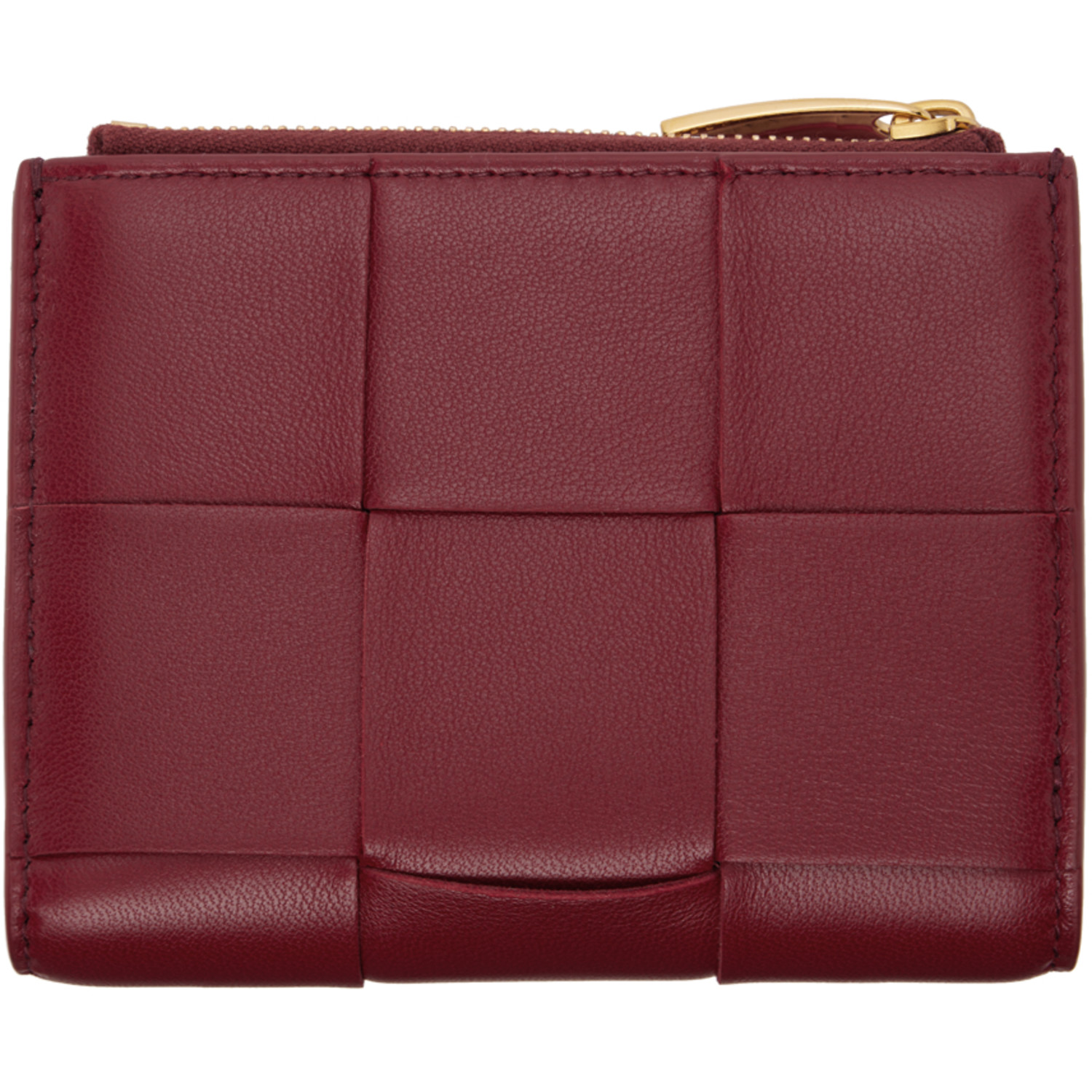  Bottega Veneta Red Small Cassette Bi-fold Zip Wallet 