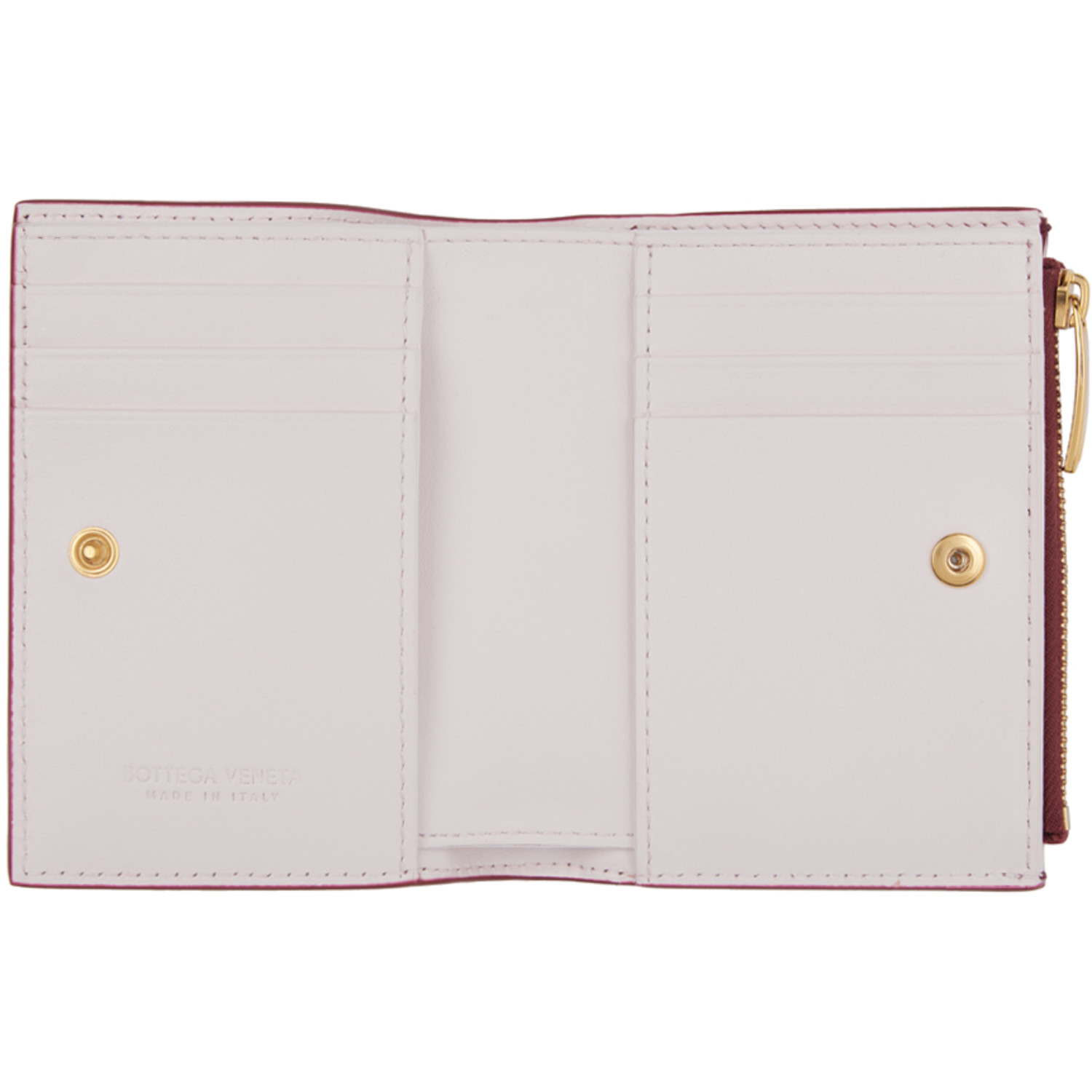  Bottega Veneta Red Small Cassette Bi-fold Zip Wallet 