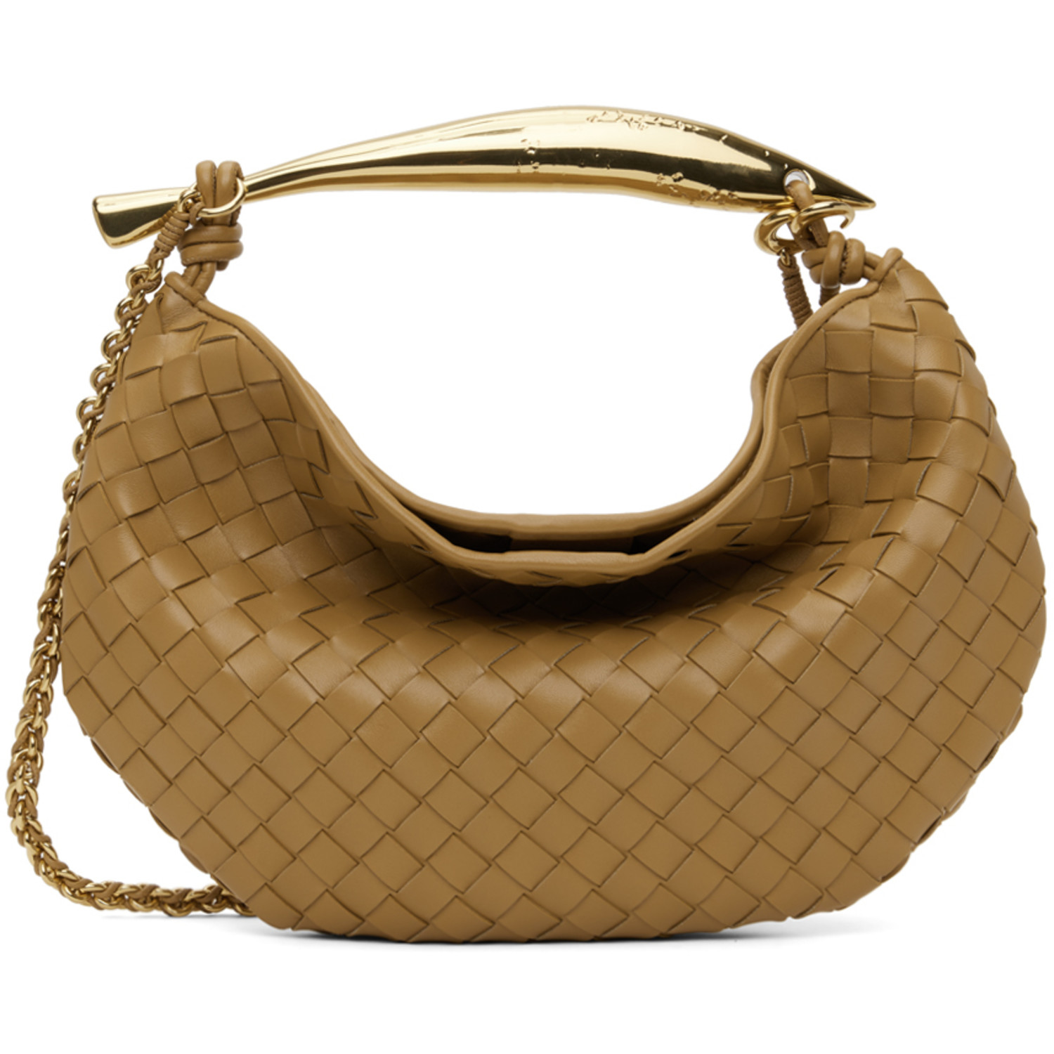 Bottega Veneta Tan Sardine With Chain Bag